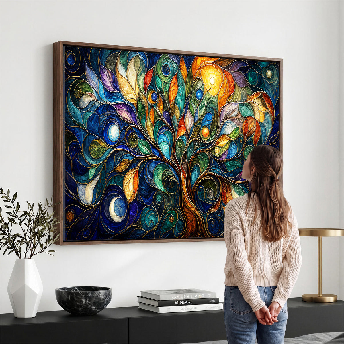 60127105-MGV-CV-36X24 - Psychedelic Tree Of Life Wall Art - Vibrant Swirl Cosmic Nature Decor