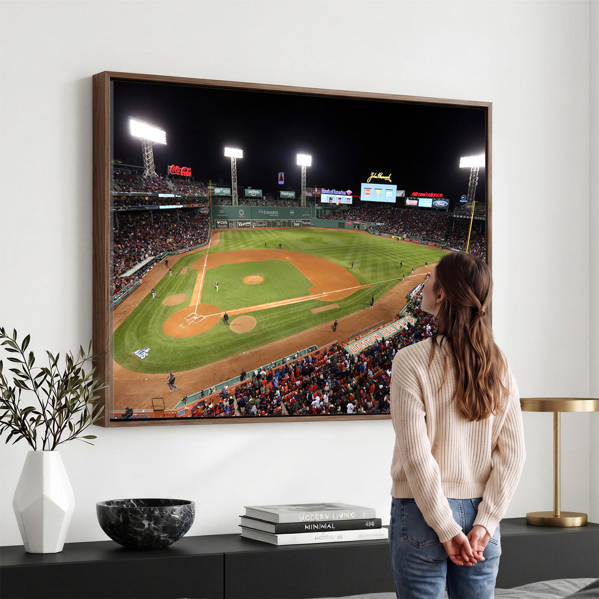 86945D-MGV-CV-36X24 - Fenway Park Boston Red Sox Baseball Stadium Wall Art Canvas Print for Gift Baseball Lover MLB Wall Art College Dorm Wall Decor Baseball Gift