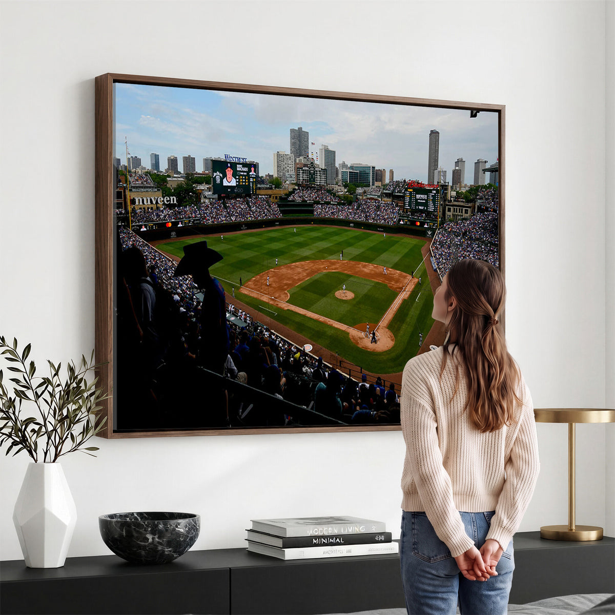 34859D-MGV-CV-36X24 - Chicago Cubs Baseball Team Print - Wrigley Field Stadium