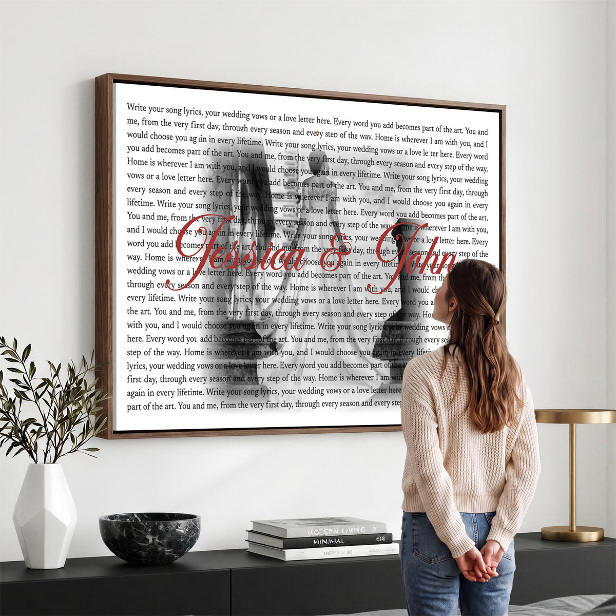 CSTM914LIRIK-MGV-CV-36X24 - Song Lyrics over Photo Canvas Print – Personalized Wedding Song and Photo Wall Art