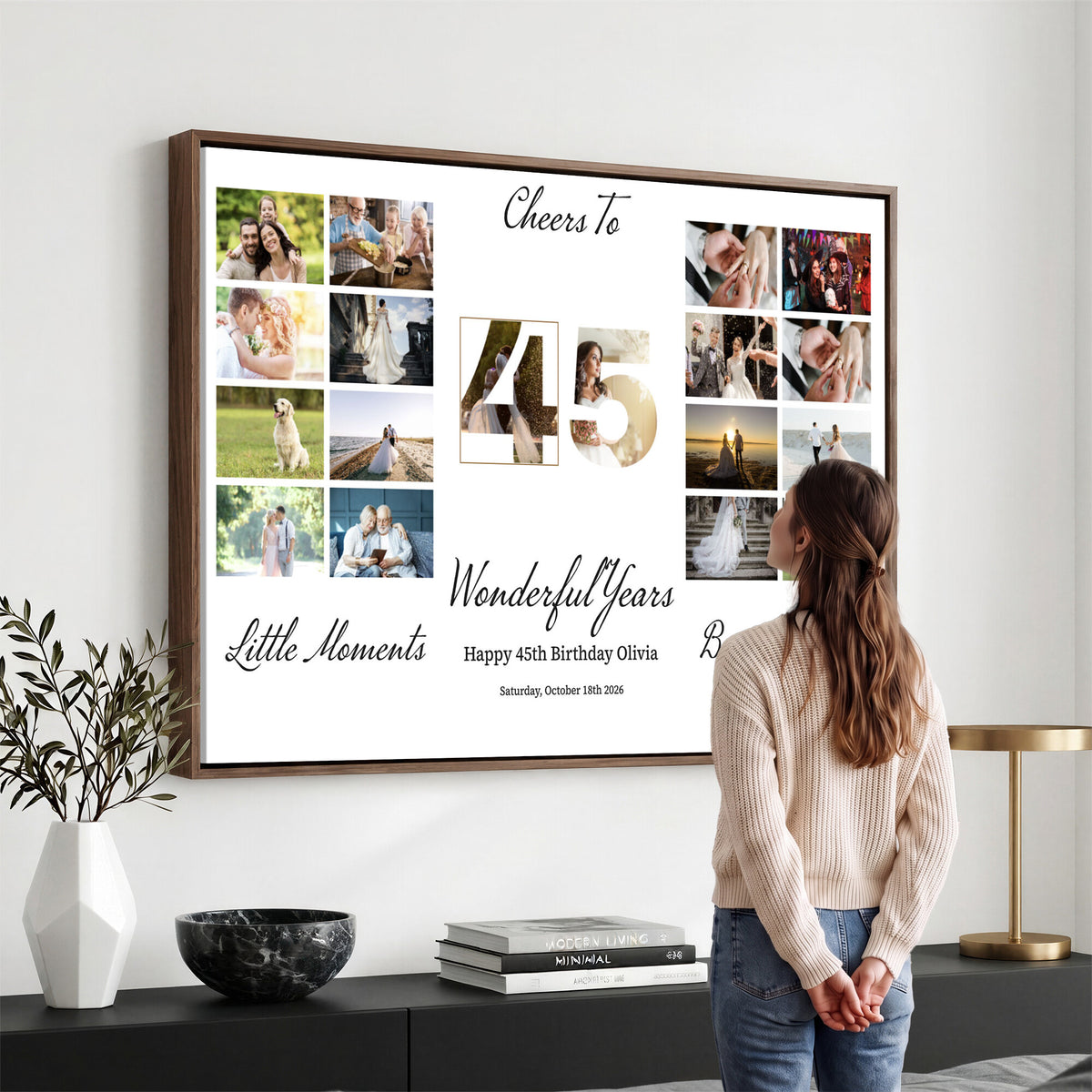 CSTM914CLJ-MGV-CV-36X24 - Moments and Memories Canvas Print – Personalized Birthday Photo Grid Wall Art