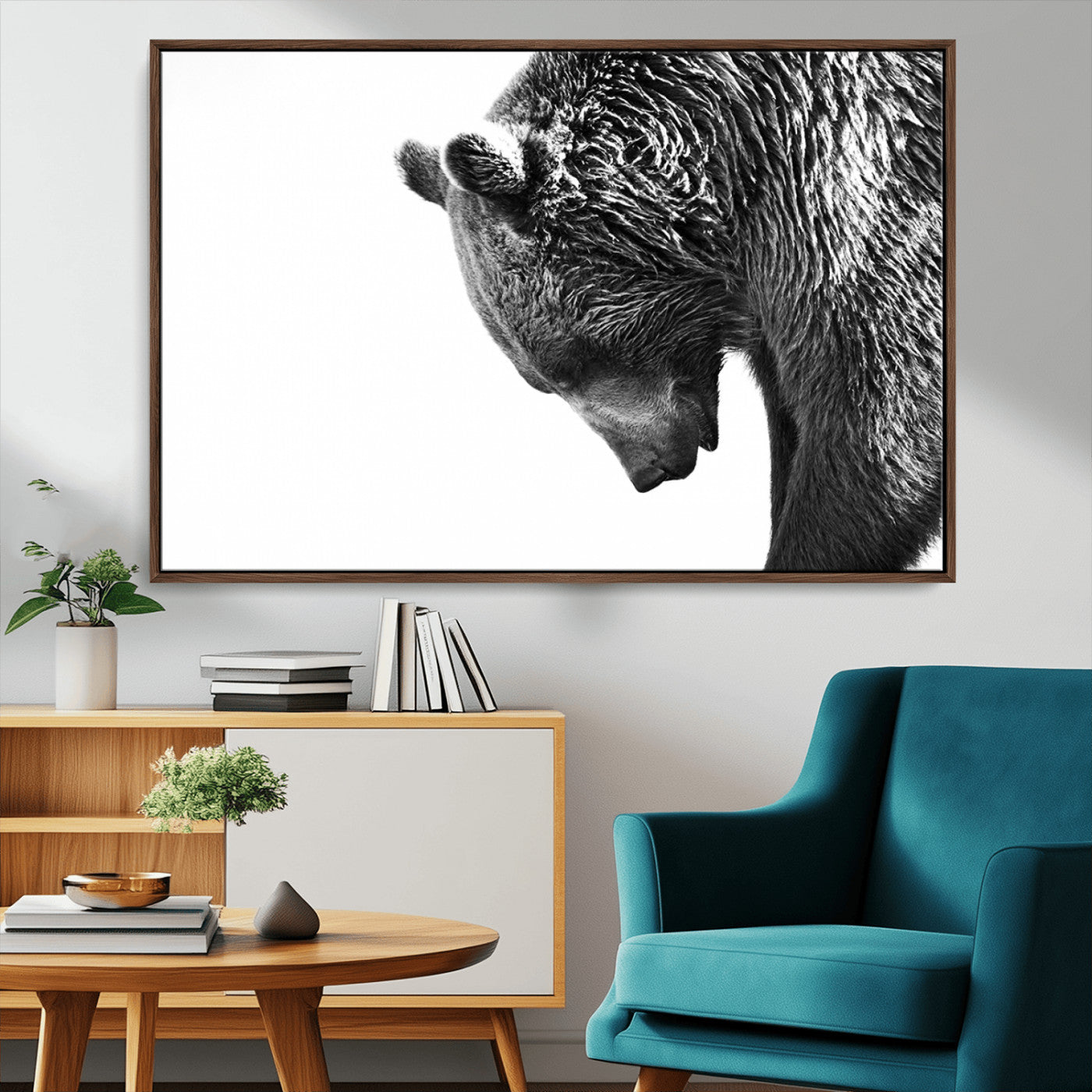 MGV-FC-36X24 - Black and White Grizzly 399 Bear Canvas Print Wall Art | Large Wildlife Canvas Print for Living