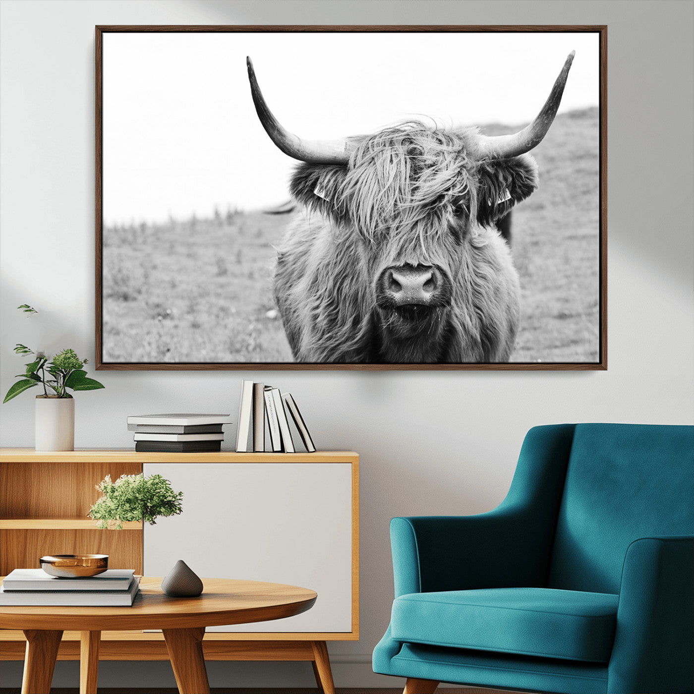 MGV-FC-36X24 - Newfoundland Cow Art Wall Art, Black White Cow Art Wall Art Canvas Print