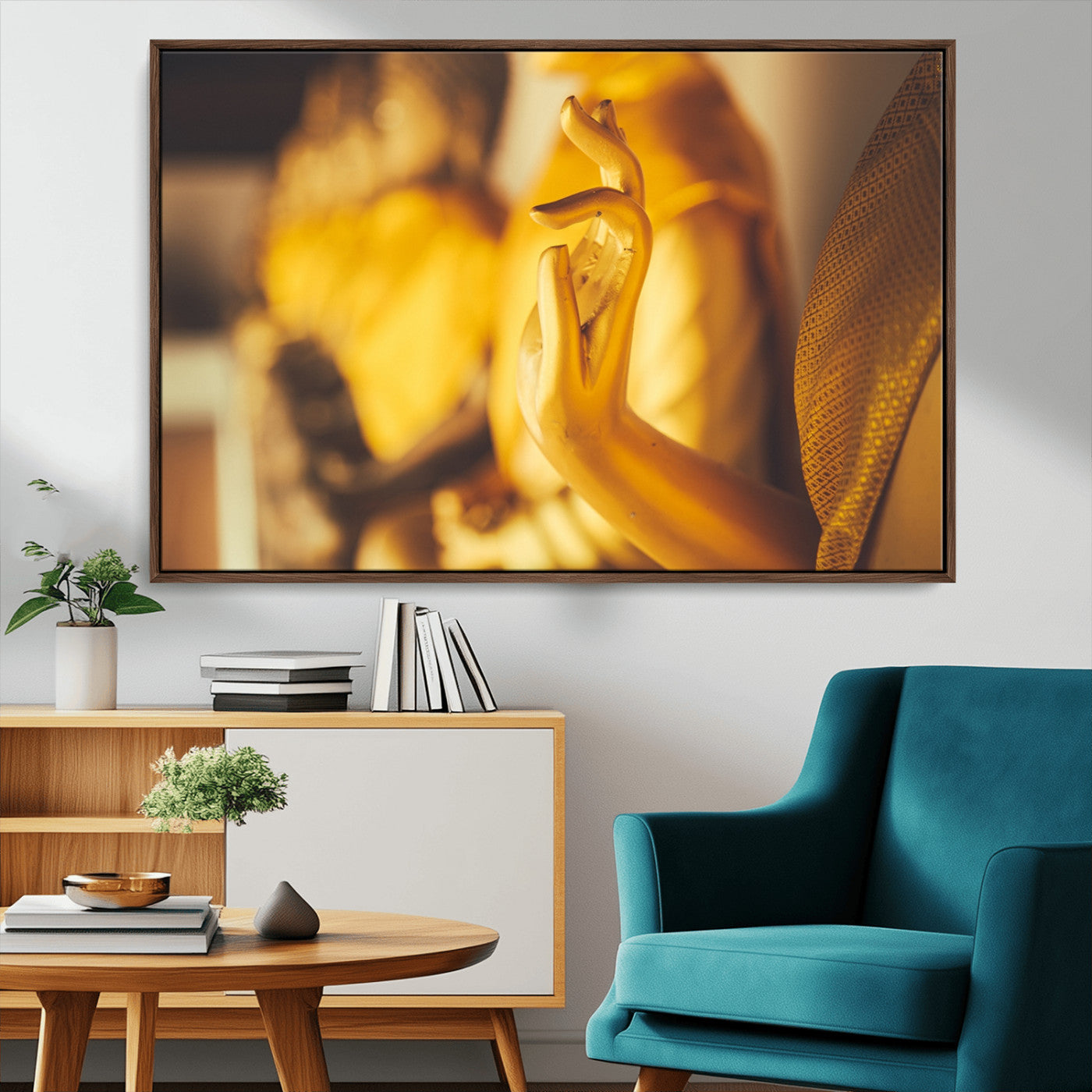 MGV-FC-36X24 - Gold Buddha Statue Hands Wall Art Canvas Print