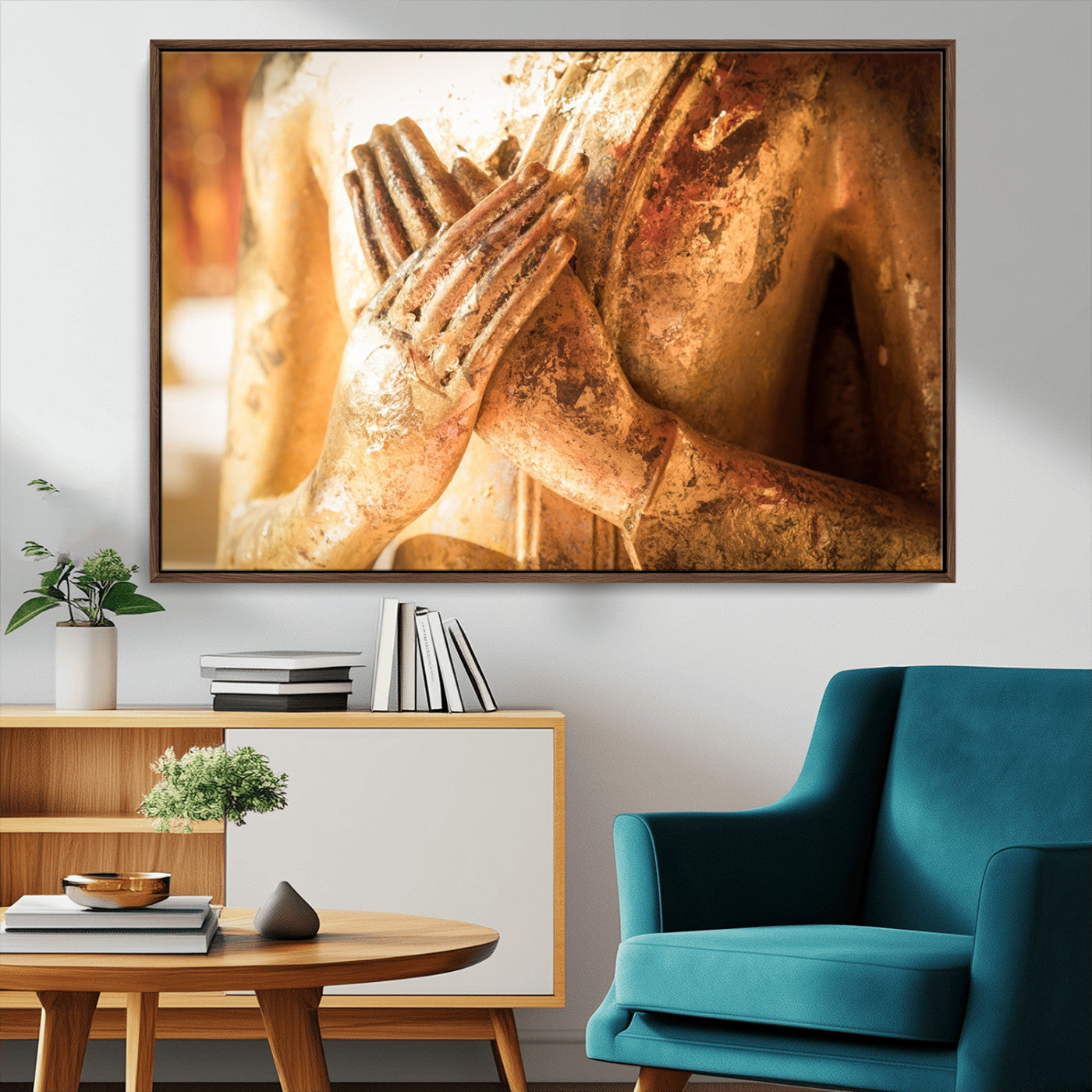 MGV-FC-36X24 - Buddha Statue Hands Wall Art Canvas Print