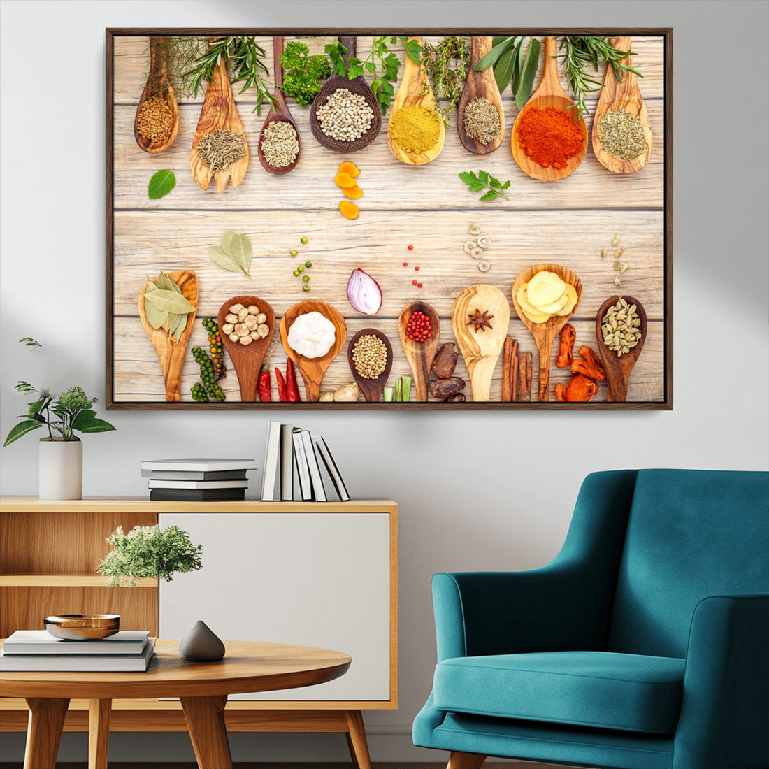 Kitchen Spice on the Table Wall Art, Kitchen Spice Wall Art Canvas Print