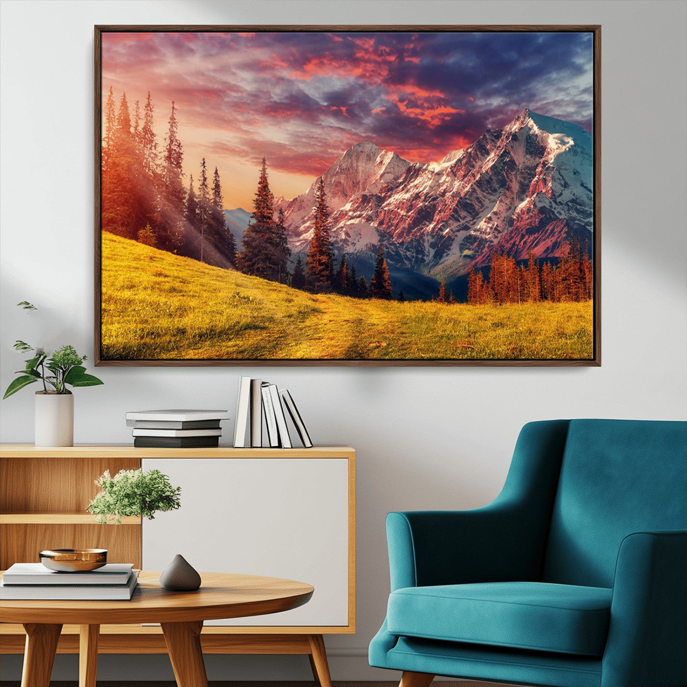 MGV-FC-36X24 - Mountain and Daylight Red Sunset Wall Art Canvas Print