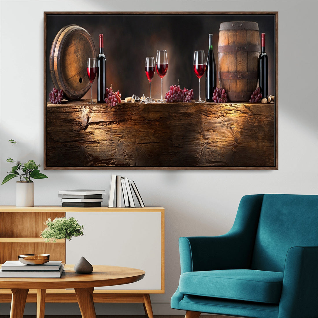 Wine and Barrels Wall Art Canvas Print