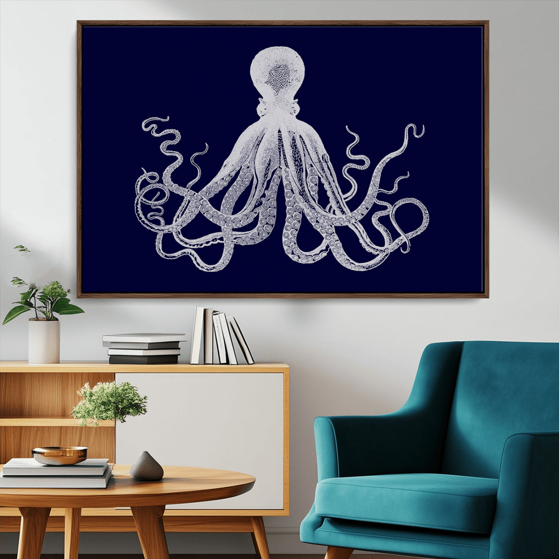 Blue Octopus Wall Art Canvas Print
