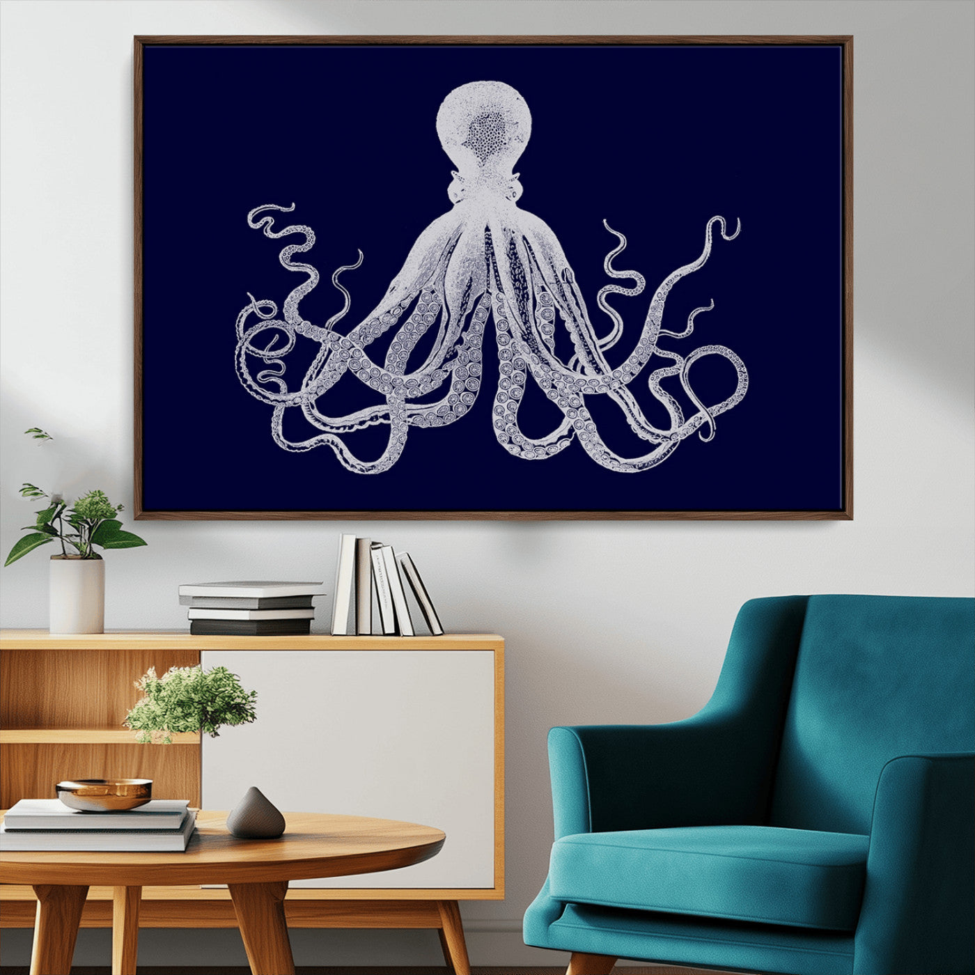 MGV-FC-36X24 - Blue Octopus Wall Art Canvas Print