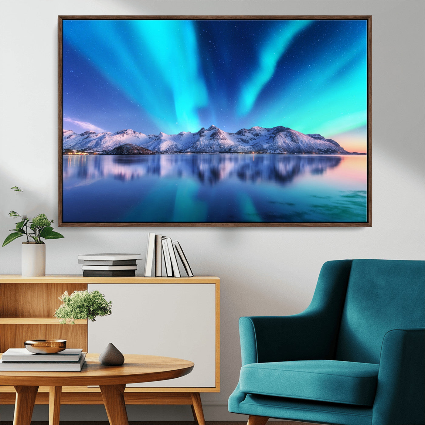 MGV-FC-36X24 - Northern Lights above Mountain Wall Art, Northern Lights Wall Art Canvas Print