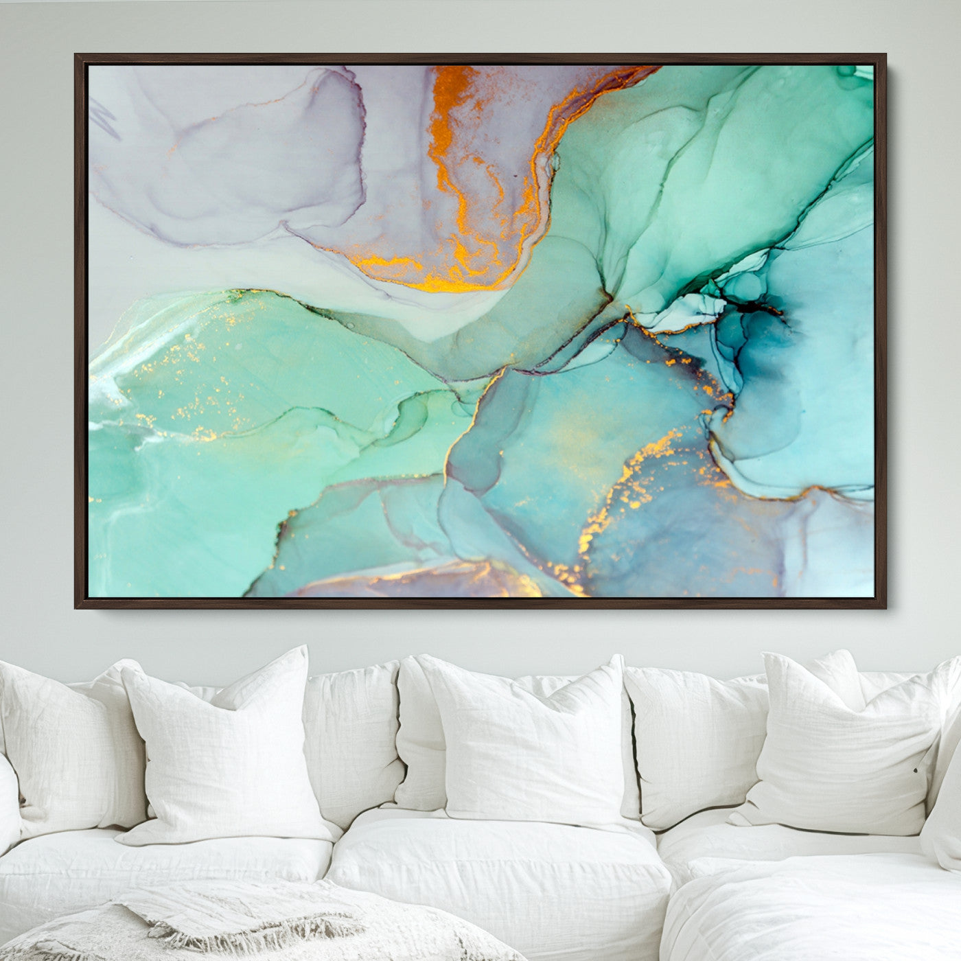 36934-MGV-FC-36X24_Walnut-Colorful Marble Fluid Effect Canvas Wall Art Print