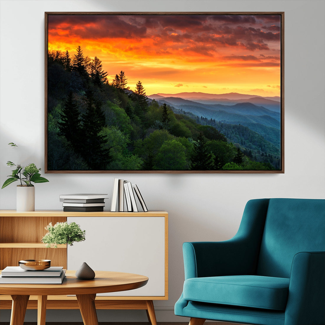 Forest Landscape Wall Art | Forest Sunset Canvas Print