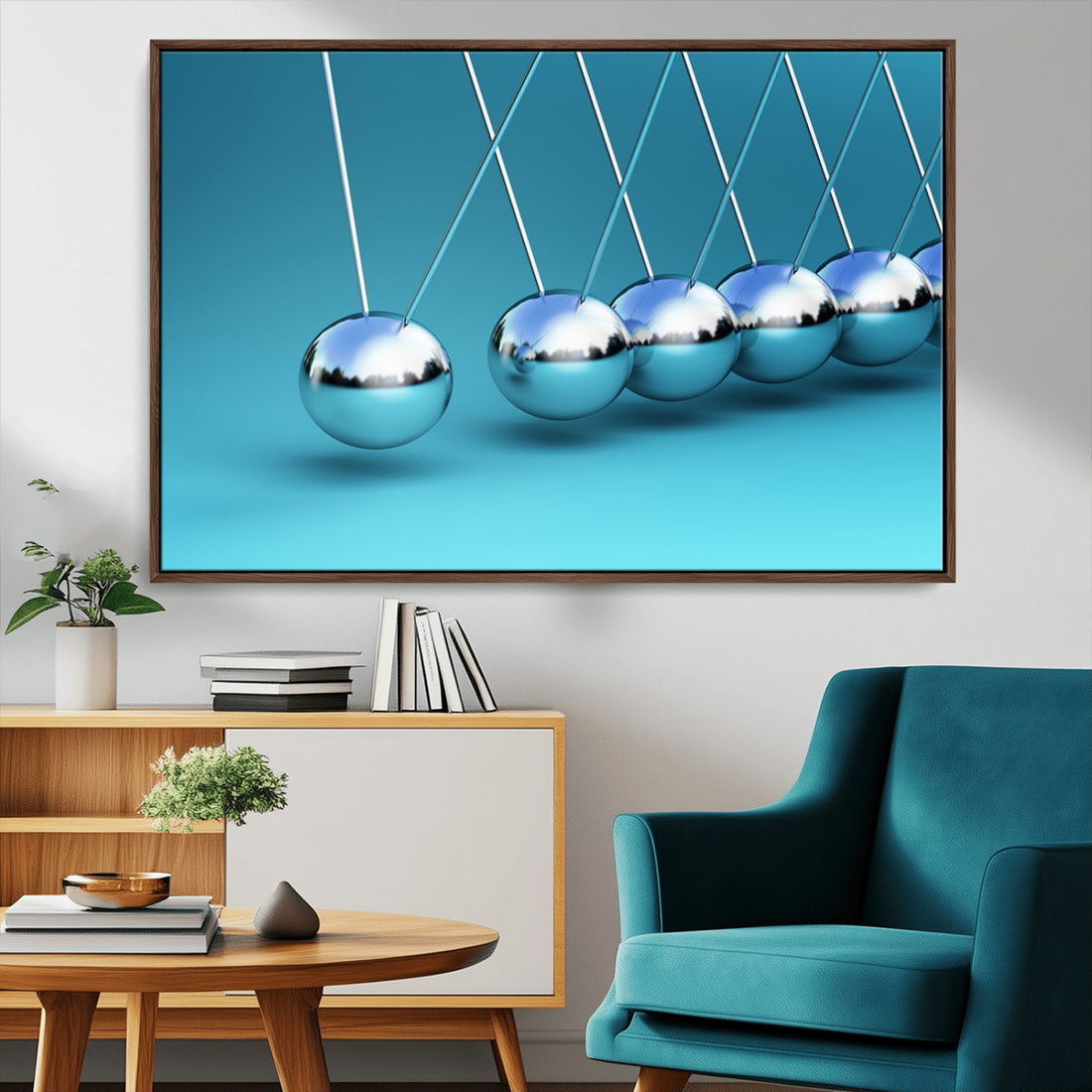 Wall Art Newton's Cradle Canvas Print | Framed Newton Cradle Office Art