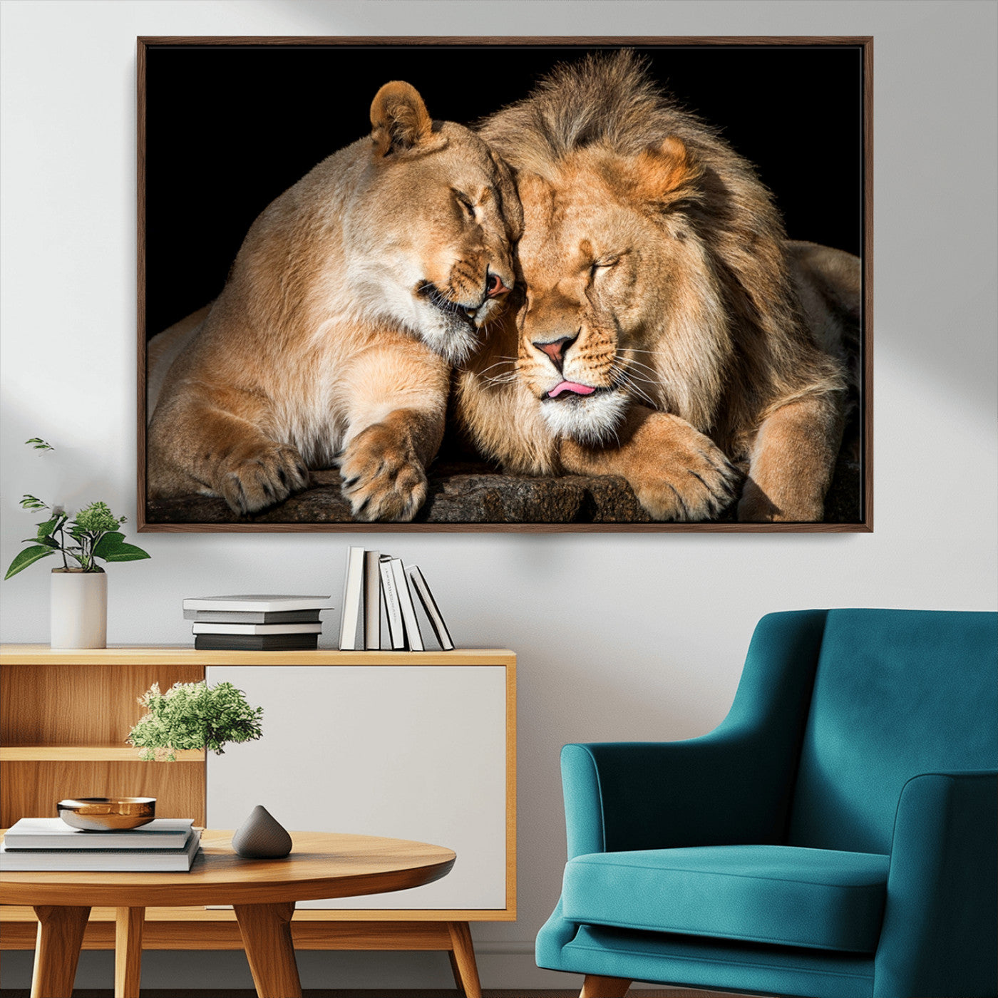 MGV-FC-36X24 - Lion and Lioness Wall Art Print Canvas | 3-Panel African Wildlife Canvas Print | Animal-Themed Art