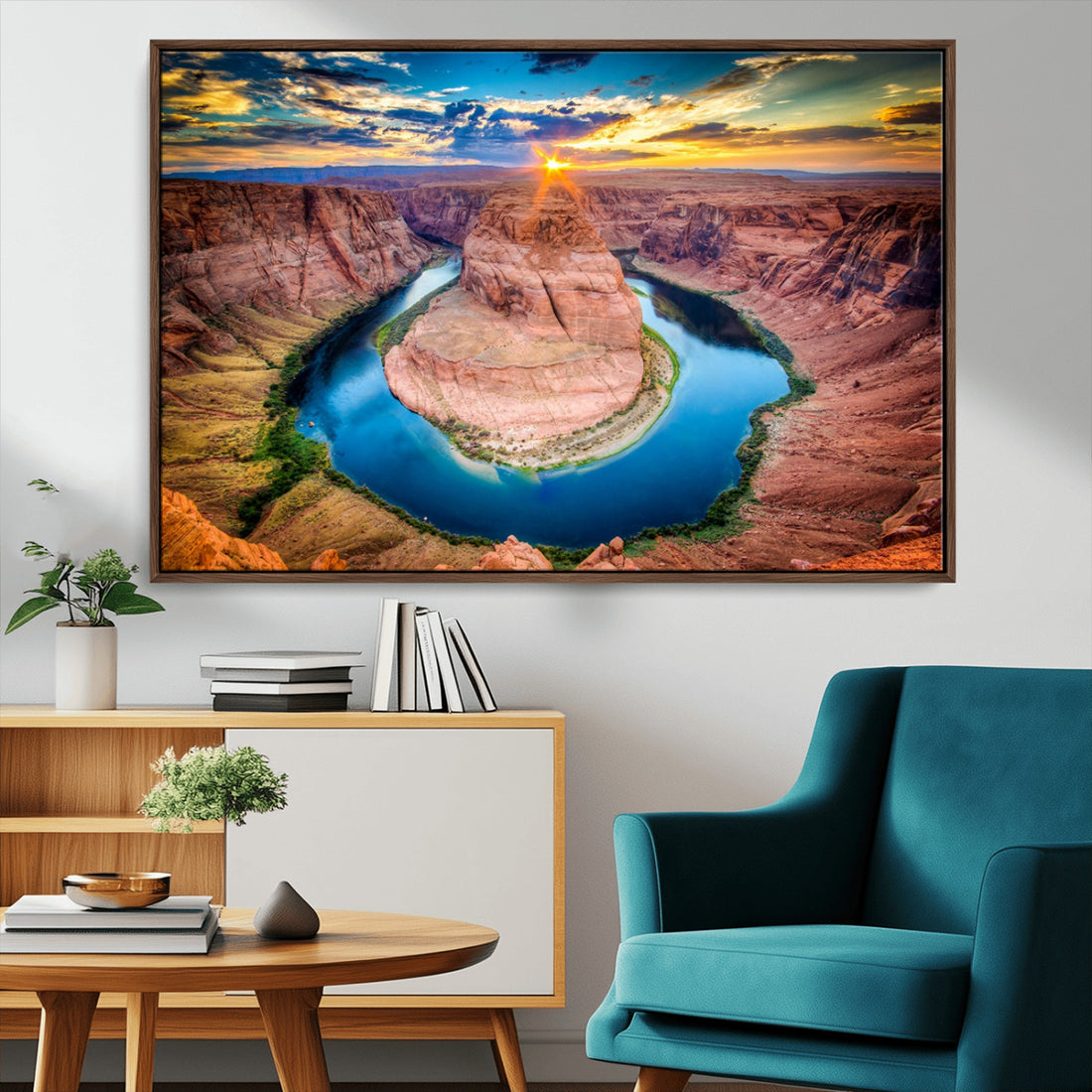 Sunset on the Horseshoe Bend Grand Canyon | Horseshoe Bend Canvas Wall Art Print