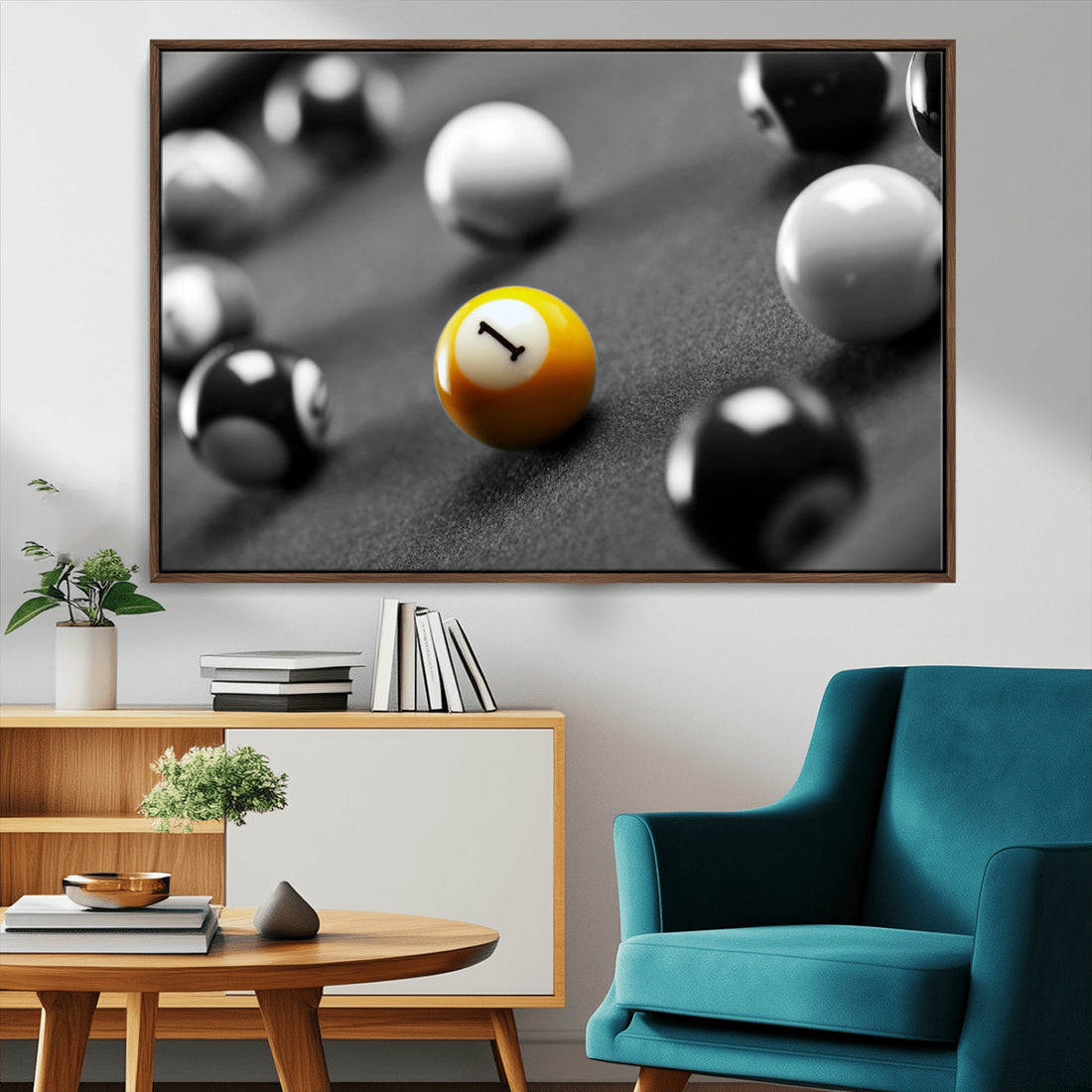 Wall Art Pool Table and Balls Canvas Print