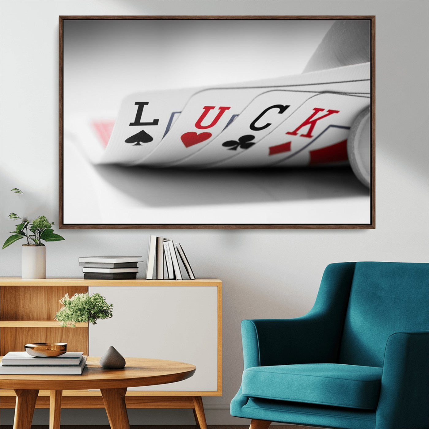 MGV-FC-36X24 - Framed Luck Poker Cards Canvas – Modern Triptych Wall Art, Ready to Hang for Game Rooms
