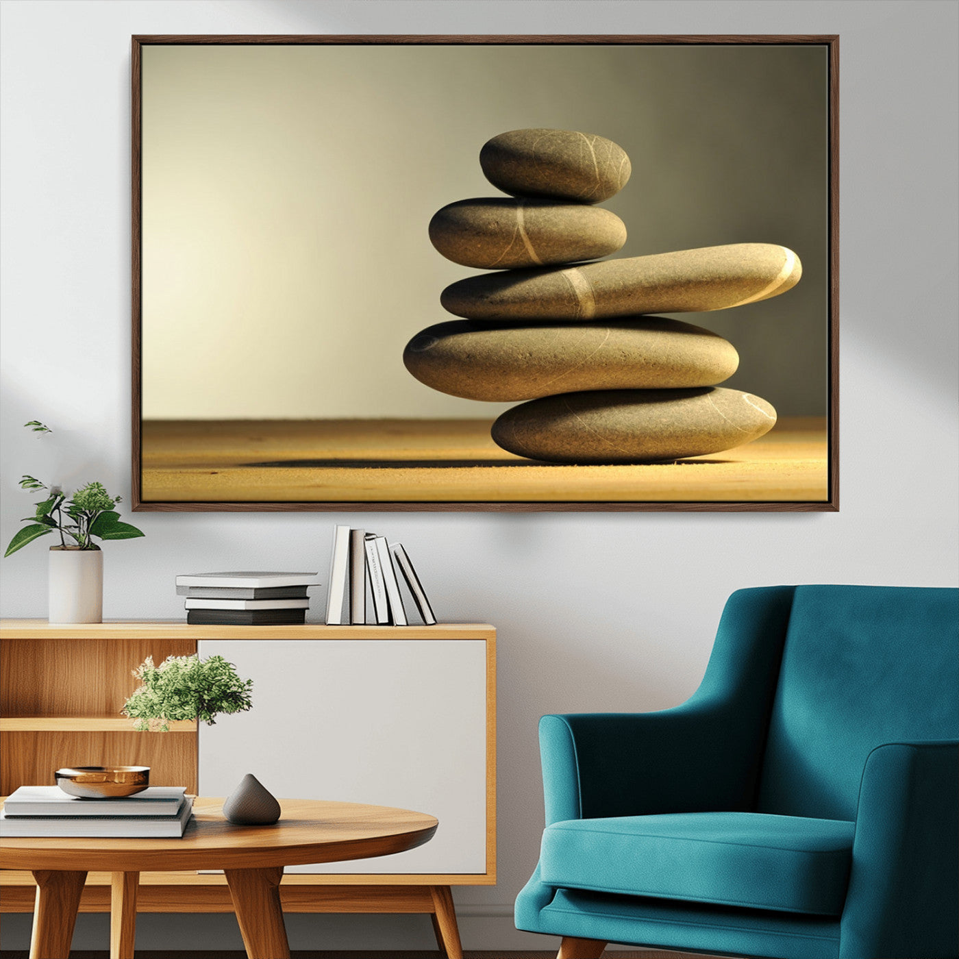 MGV-FC-36X24 - Fluvial Zen Stones Canvas Wall Art Print