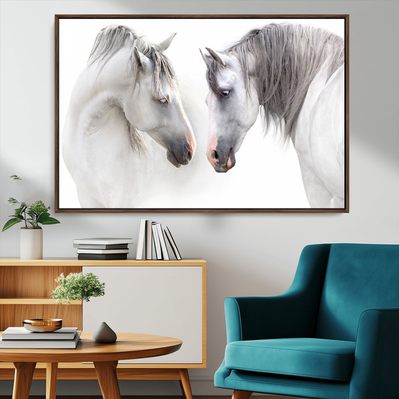 MGV-FC-36X24 - White Horse Wall Art Animal Canvas Print