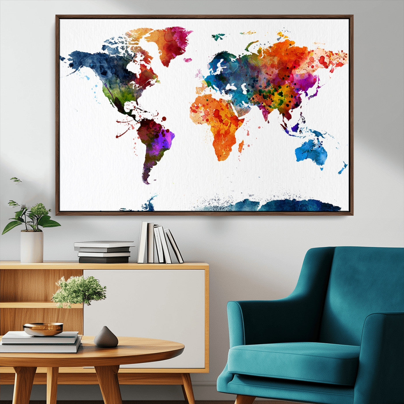 MGV-FC-36X24 - Push Pin World Map Canvas Print – Framed Wall Art for Couples to Track Their Travels – Anniversary
