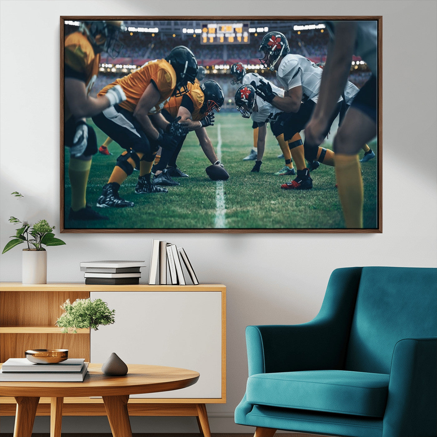 -American Football Playing Wall Art Canvas Print