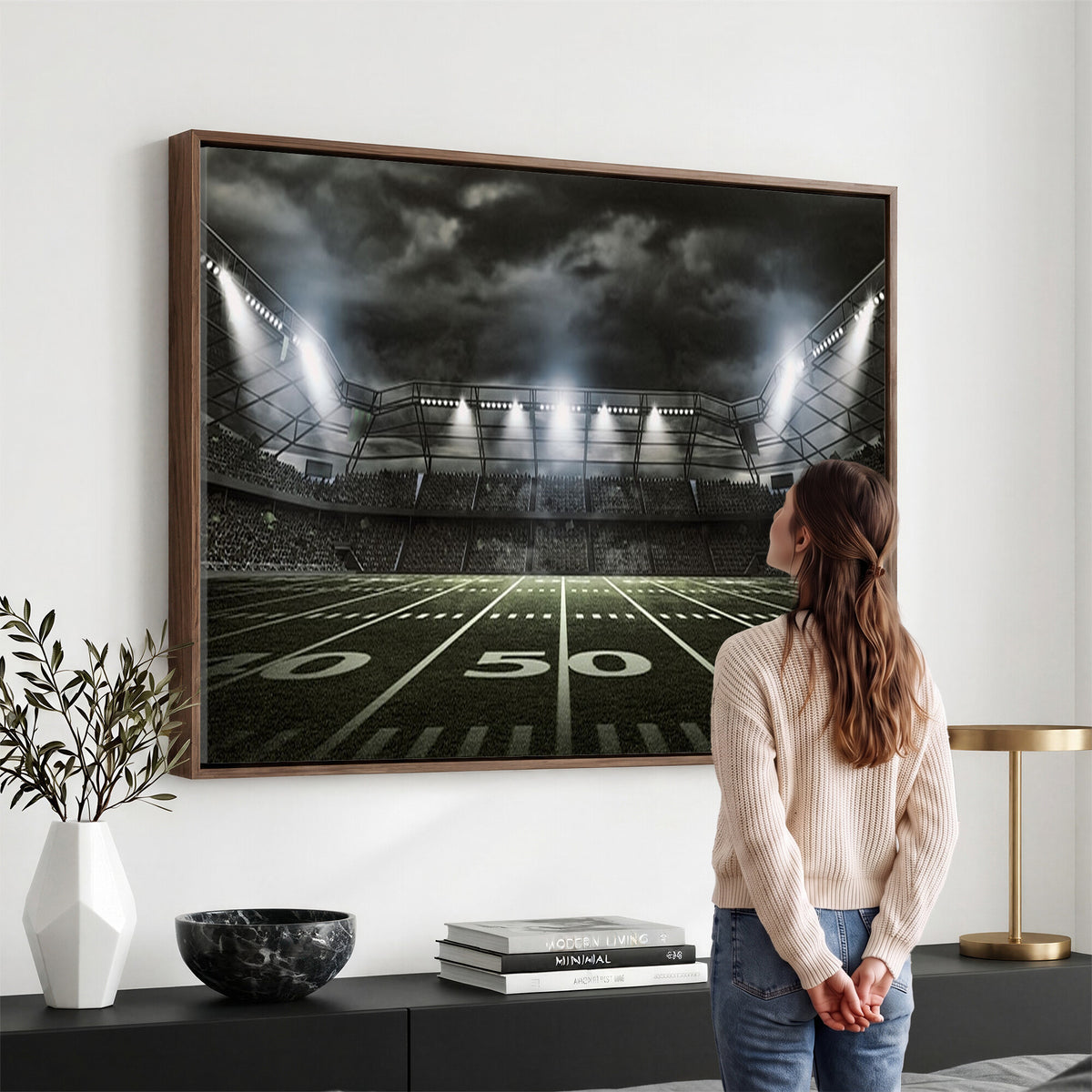 90107-MGV-CV-36X24 - American Football Stadium Wall Art Canvas Print, Stadium Sport Wall Art Print