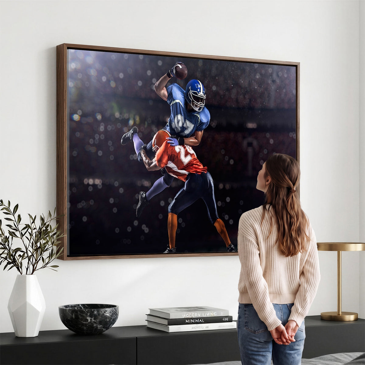 76491-MGV-CV-36X24 - American Football Wall Art Canvas Print, Stadium Sport Wall Art Print