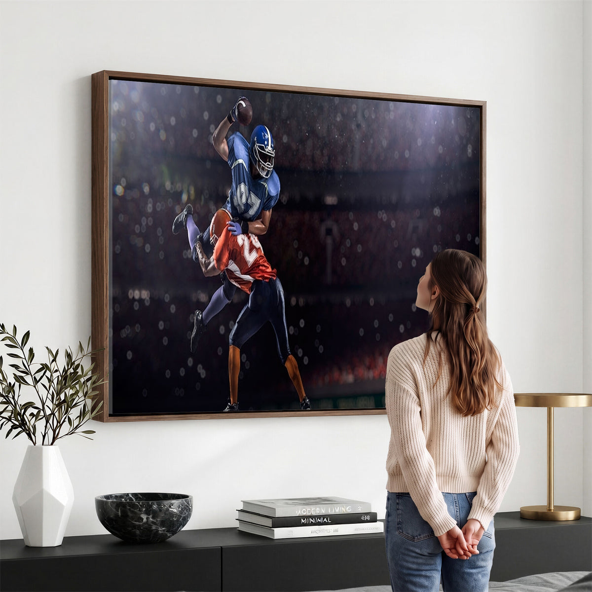 68009-MGV-CV-36X24 - American Football Wall Art Canvas Print, Stadium Sport Wall Art Print