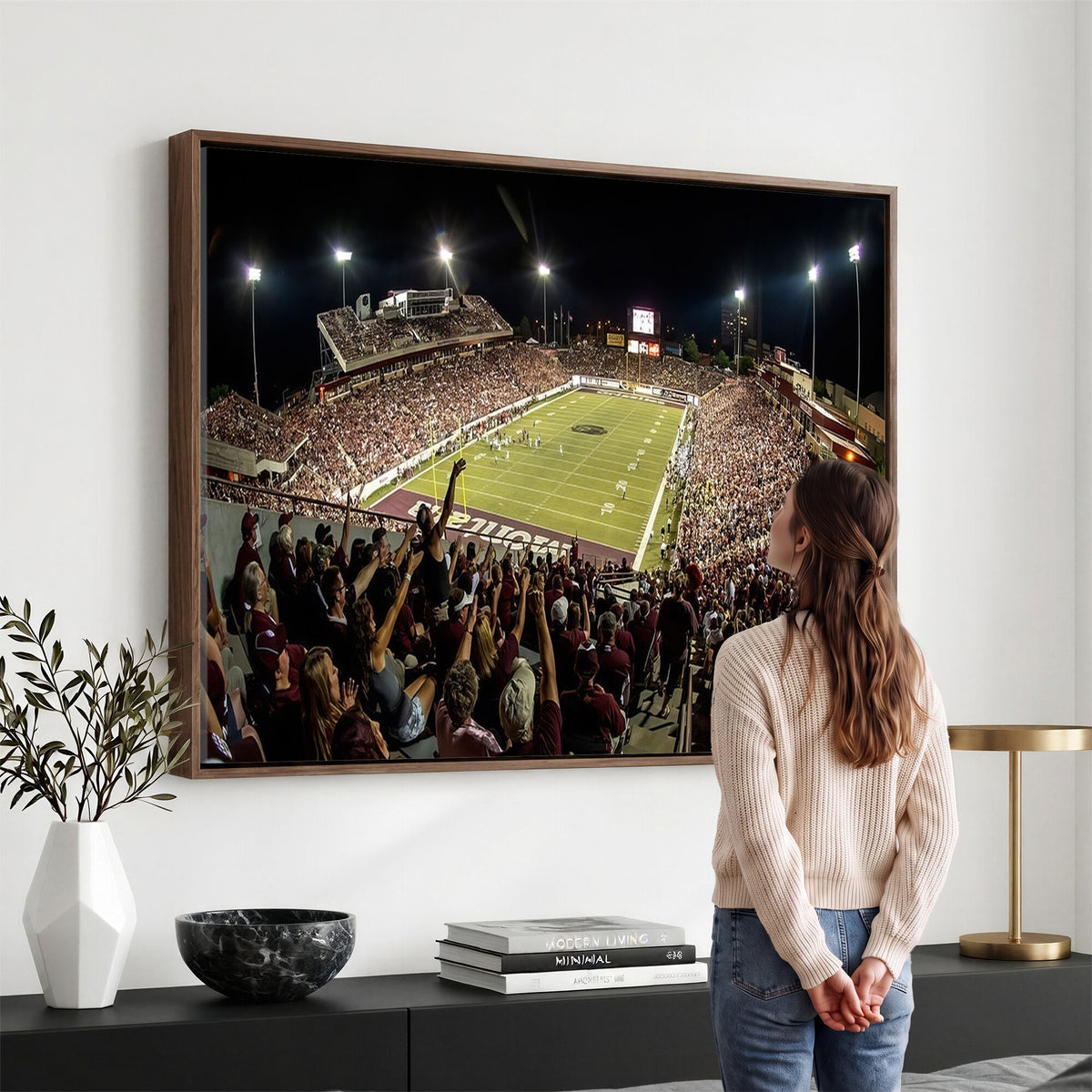 94126-MGV-CV-36X24 - Washington-Grizzly Stadium Canvas Wall Art | Exciting Game Night Atmosphere in Panoramic View