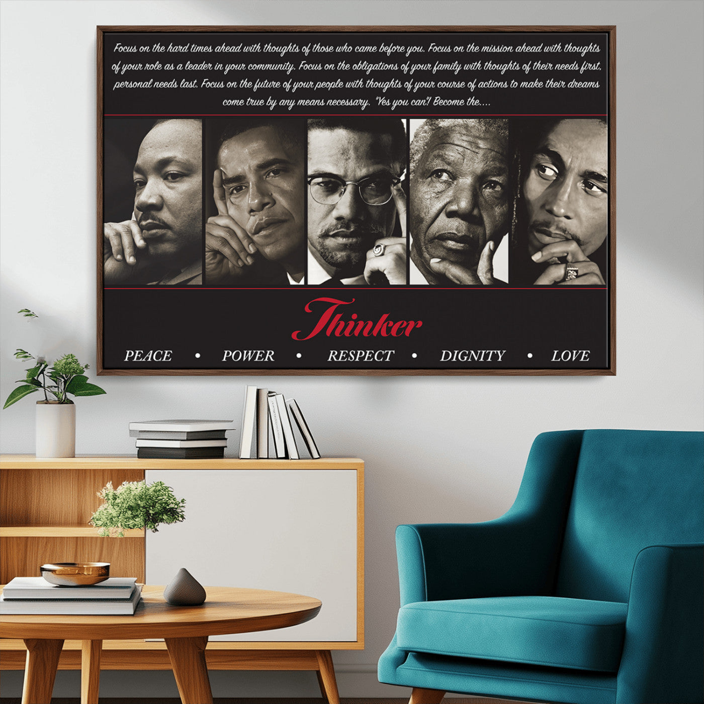 MGV-FC-36X24 - Thinkers of Wall Art Canvas Print - Inspirational Wall Art Featuring Icons of Peace, Power, and