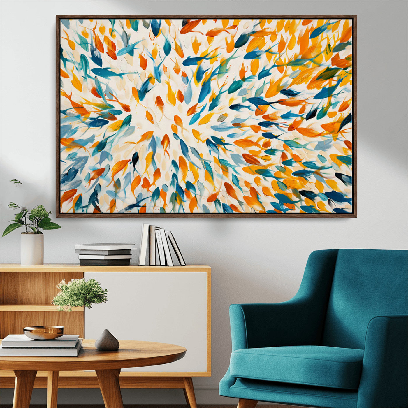 -Colorful Fish Wall Art Print – Abstract Ocean-Inspired Wall Art for Modern Spaces | Framed Canvas,