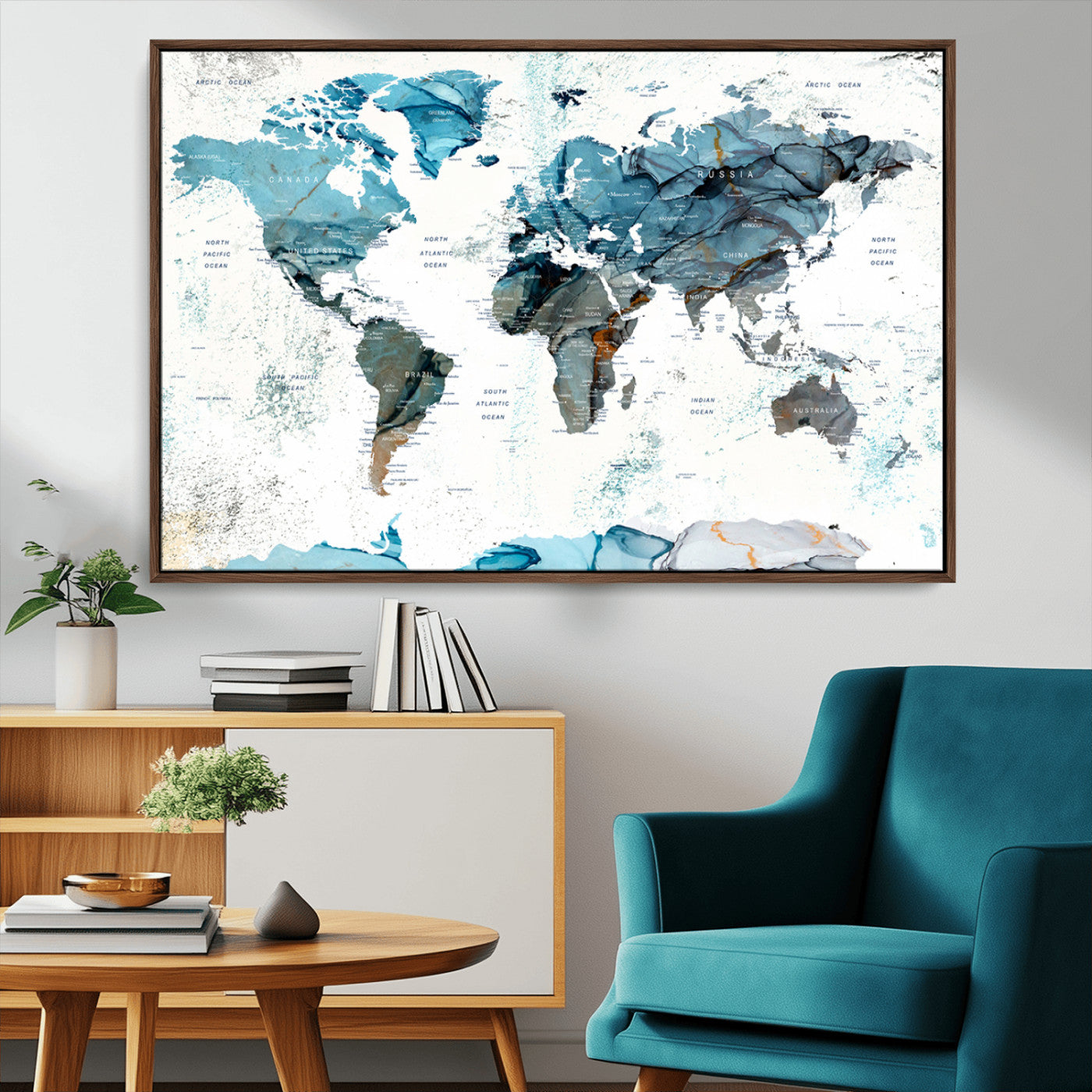 MGV-FC-36X24 - Push Pin World Map Canvas Print – Framed Wall Art for Couples to Track Their Travels – Anniversary