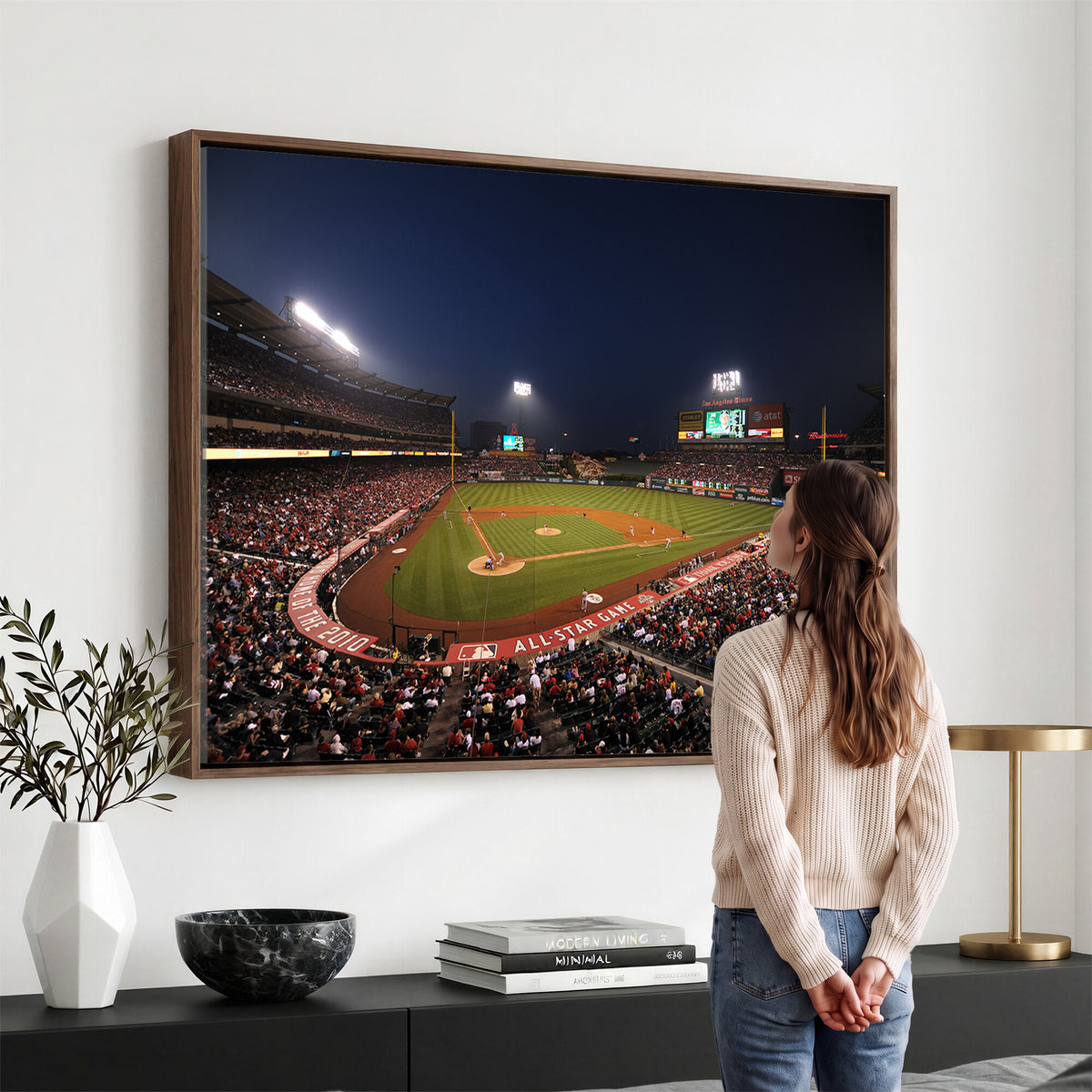 88896-MGV-CV-36X24 - Los Angeles Angels Baseball Team Print, Anaheim Angel Stadium Wall Art