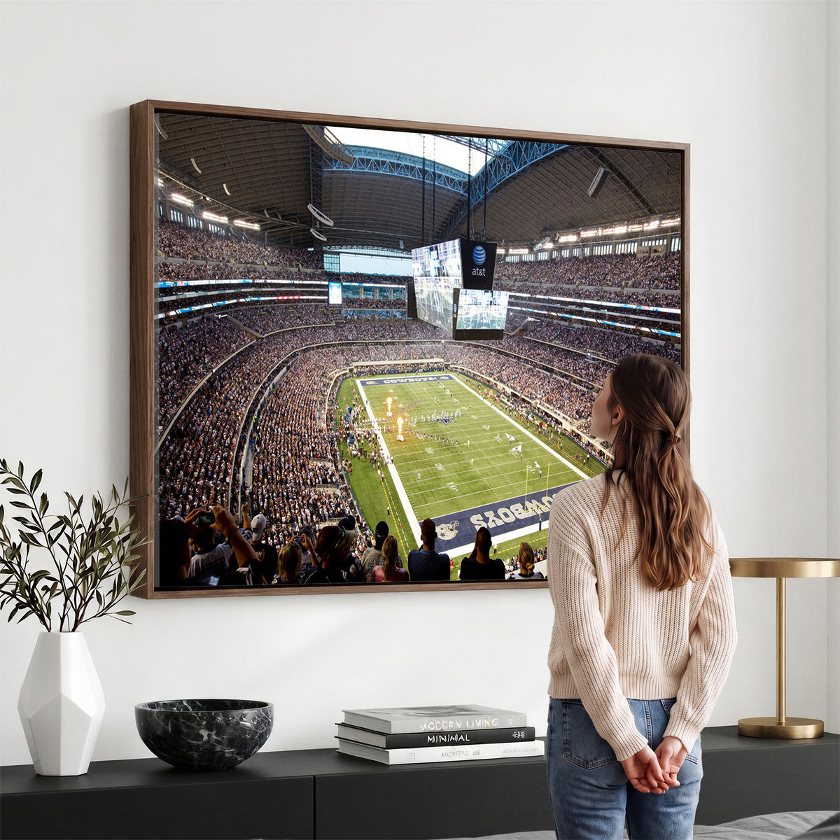 82096-MGV-CV-36X24 - Dallas Cowboys Football Team Print - Arlington AT&T Stadium Wall Art Canvas Print