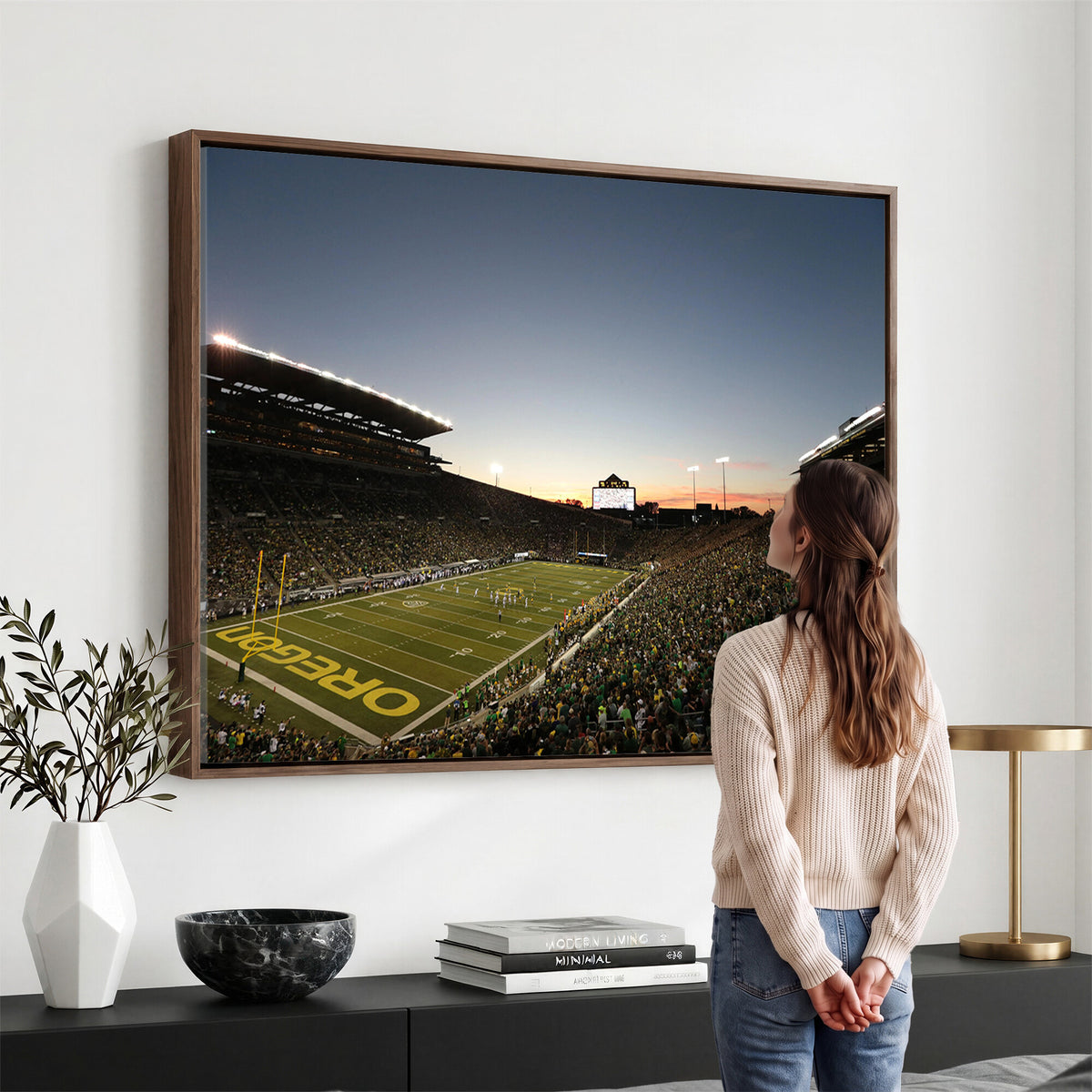21429-MGV-CV-36X24 - Oregon Ducks Football Team Print - Eugene Autzen Stadium Wall Art Canvas Print