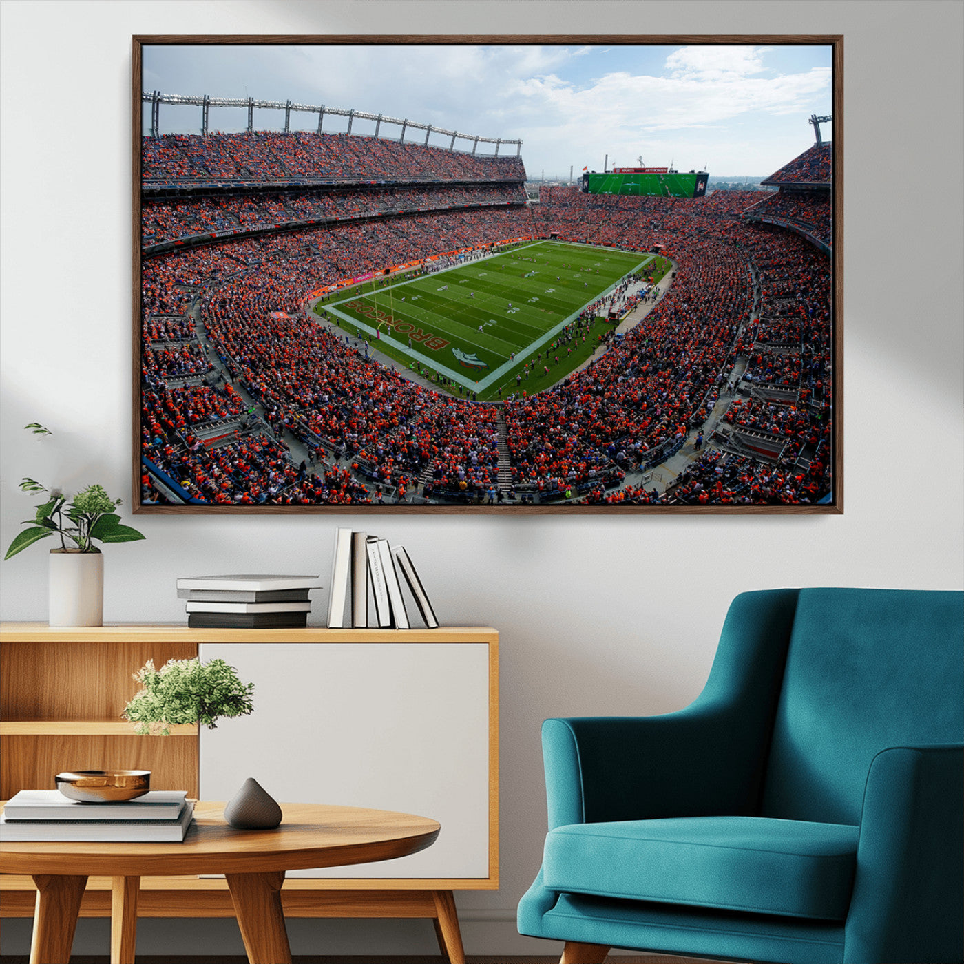 MGV-FC-36X24 - Denver Broncos Football Team Print - Empower Field Mile High Stadium Wall Art Canvas Print