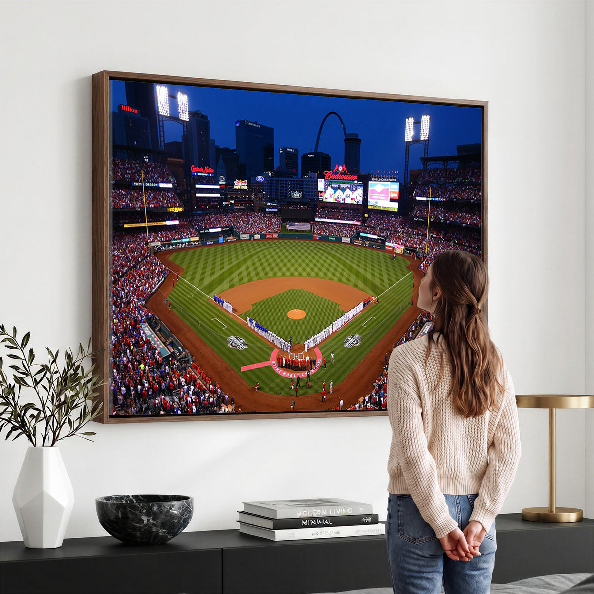 11925-MGV-CV-36X24 - St. Louis Cardinals Baseball Team Print, Busch Stadium Wall Art