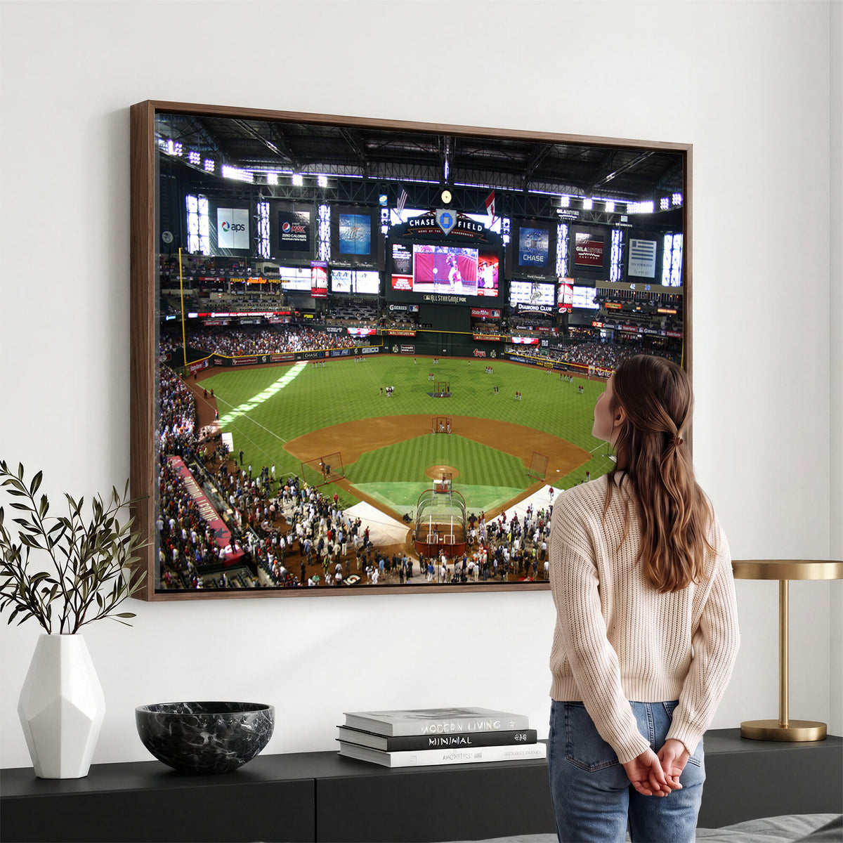 91630-MGV-CV-36X24 - Arizona Diamondbacks Baseball Team Print, Phoenix Chase Field Baseball Stadium Wall Art