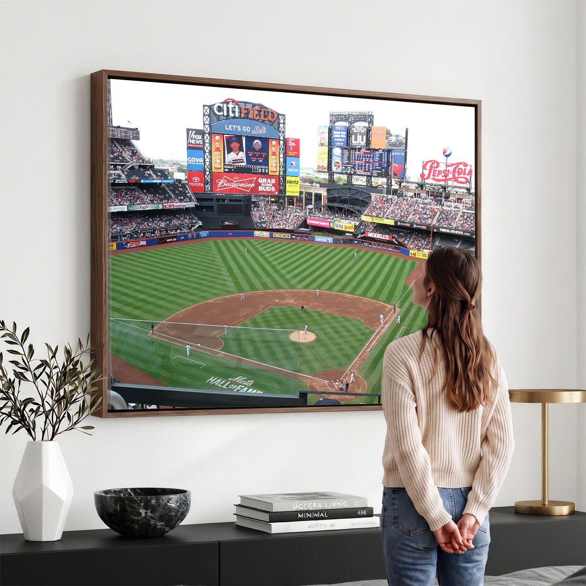 64829-MGV-CV-36X24 - New York Mets Baseball Team Print, Citi Field Baseball Stadium Wall Art