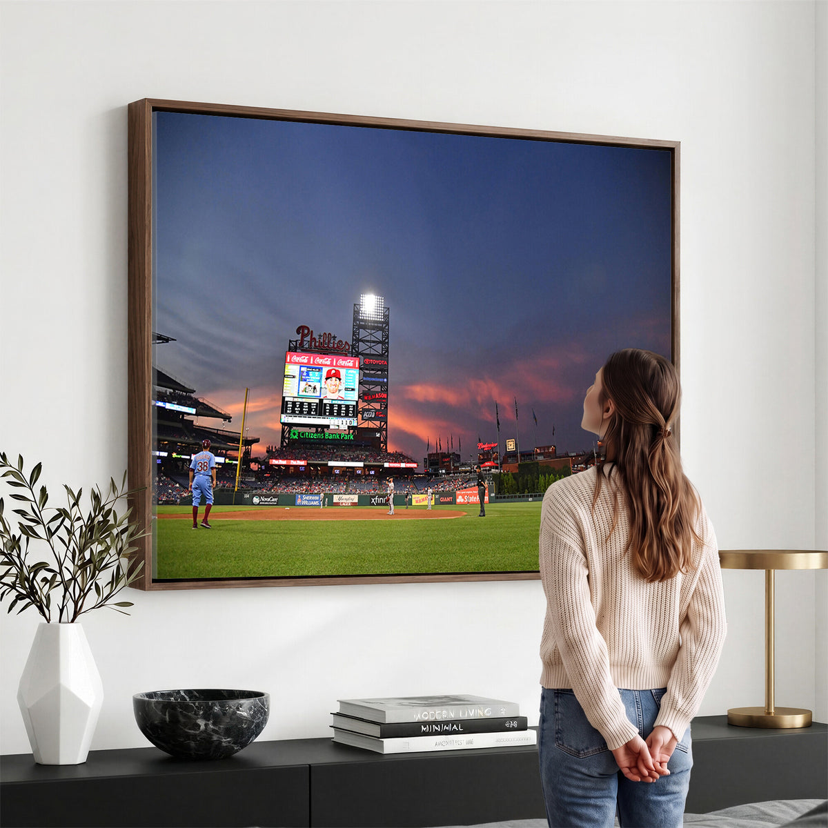 22594-MGV-CV-36X24 - Philadelphia Phillies Baseball Print - Philadelphia Citizens Bank Park Stadium Wall Art, Phillies