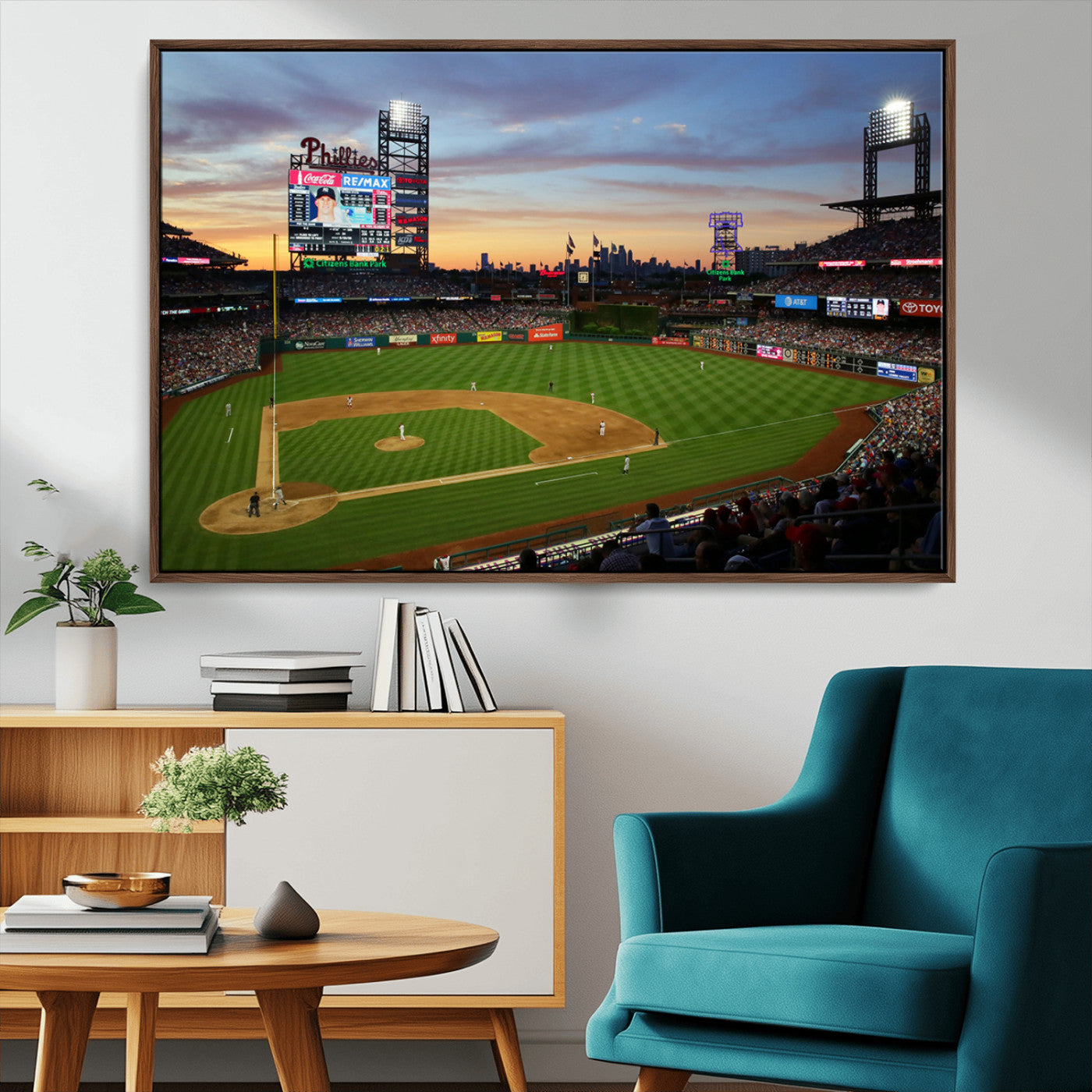 MGV-FC-36X24 - Citizens Bank Park Philadelphia Phillies Wall Art Canvas | 3-Panel Canvas Print of Phillies Stadium