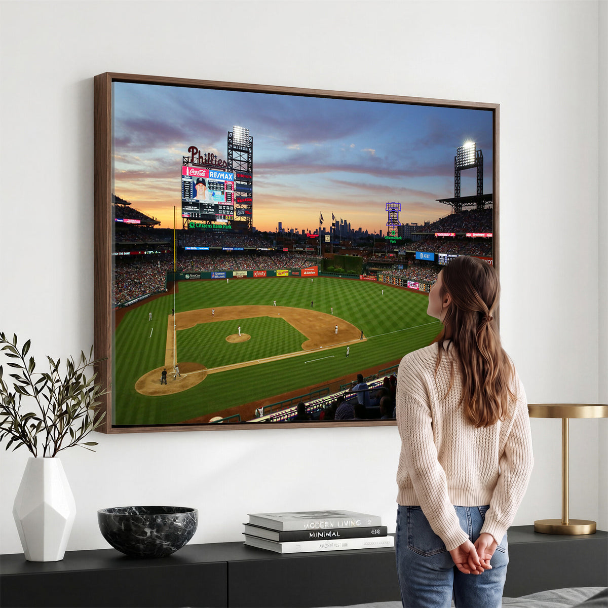 13778-MGV-CV-36X24 - Citizens Bank Park Philadelphia Phillies Wall Art Canvas | 3-Panel Canvas Print of Phillies Stadium