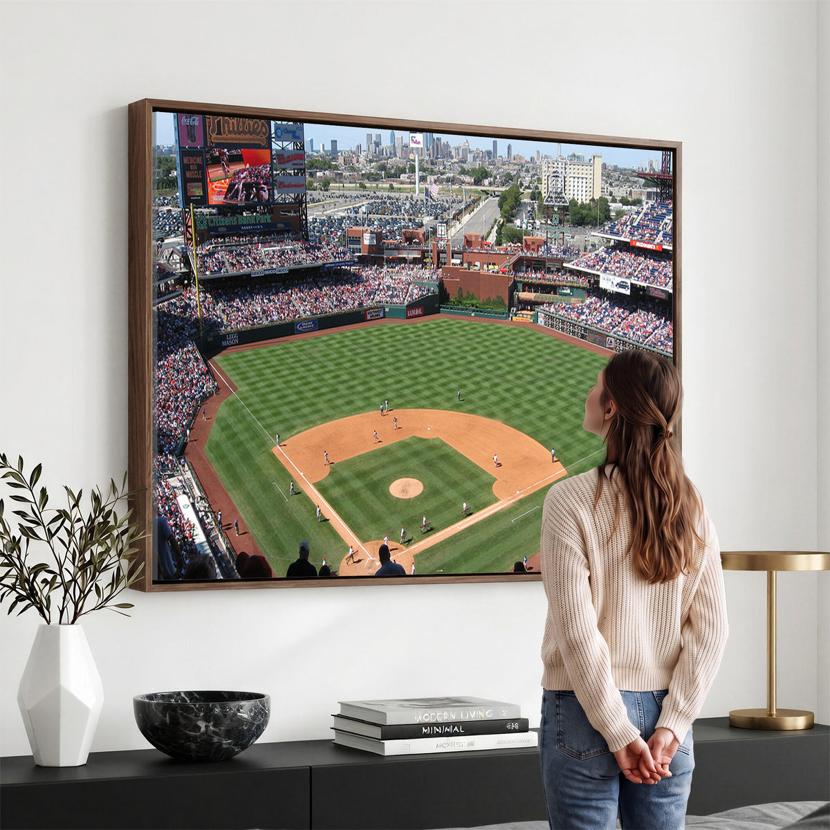 85755-MGV-CV-36X24 - Philadelphia Phillies Baseball Team Print - Philadelphia Citizens Bank Park Stadium Wall Art Canvas
