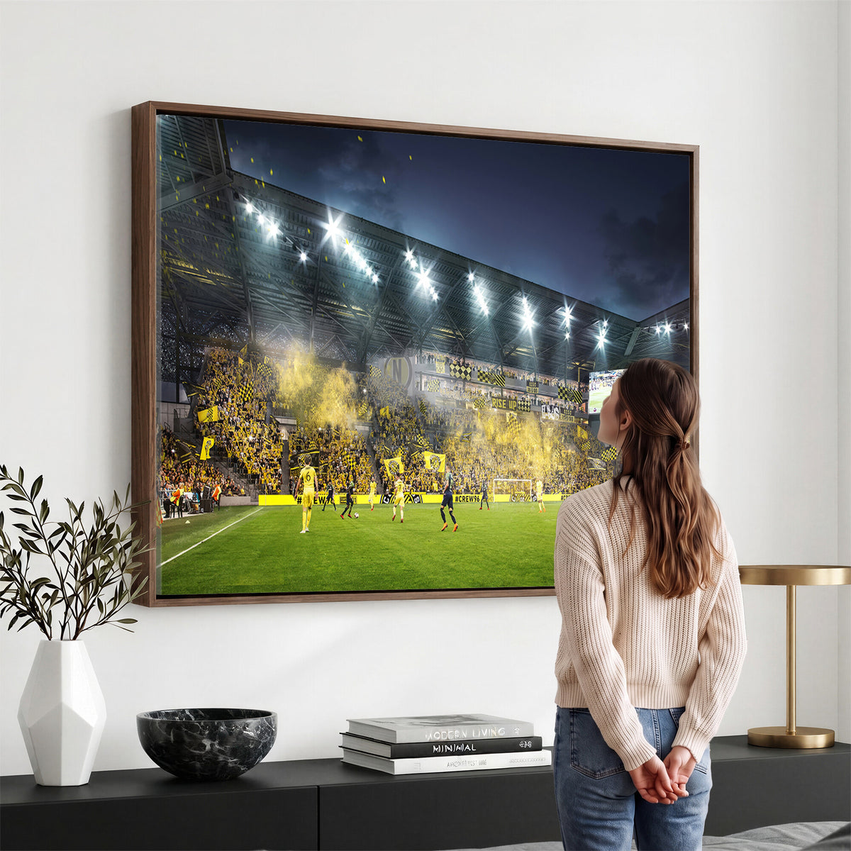 65820-MGV-CV-36X24 - Columbus Crew Stadium Match Triple Canvas Wall Art - Dynamic MLS Game Scene Canvas Wall Art