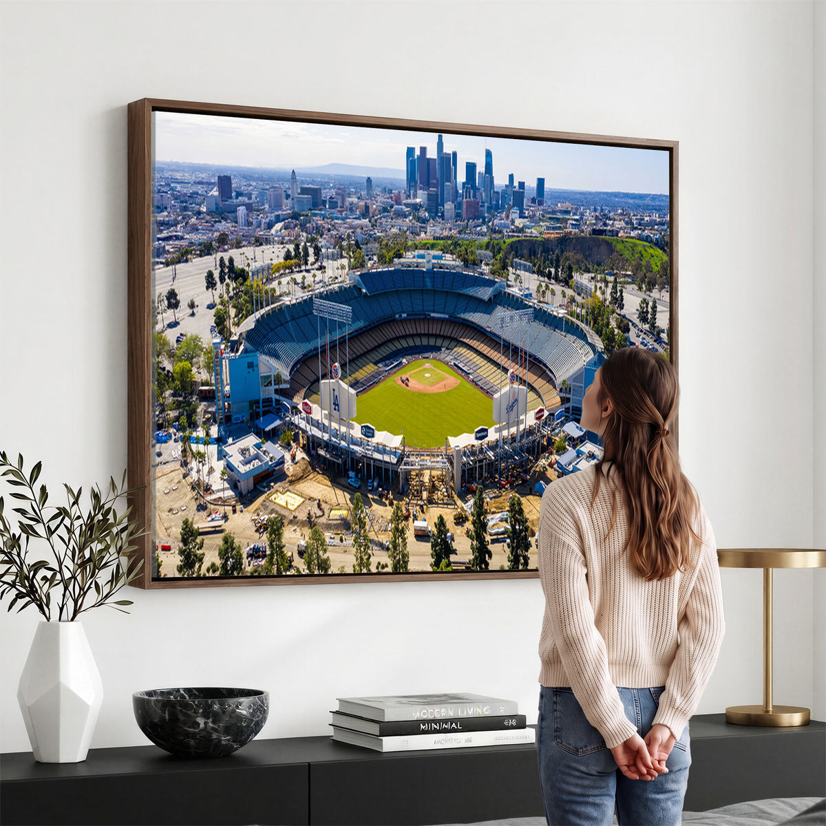 58596-MGV-CV-36X24 - Los Angeles Dodgers Dodger Stadium Wall Art Canvas Print, Extra Large Game Room Wall Decor