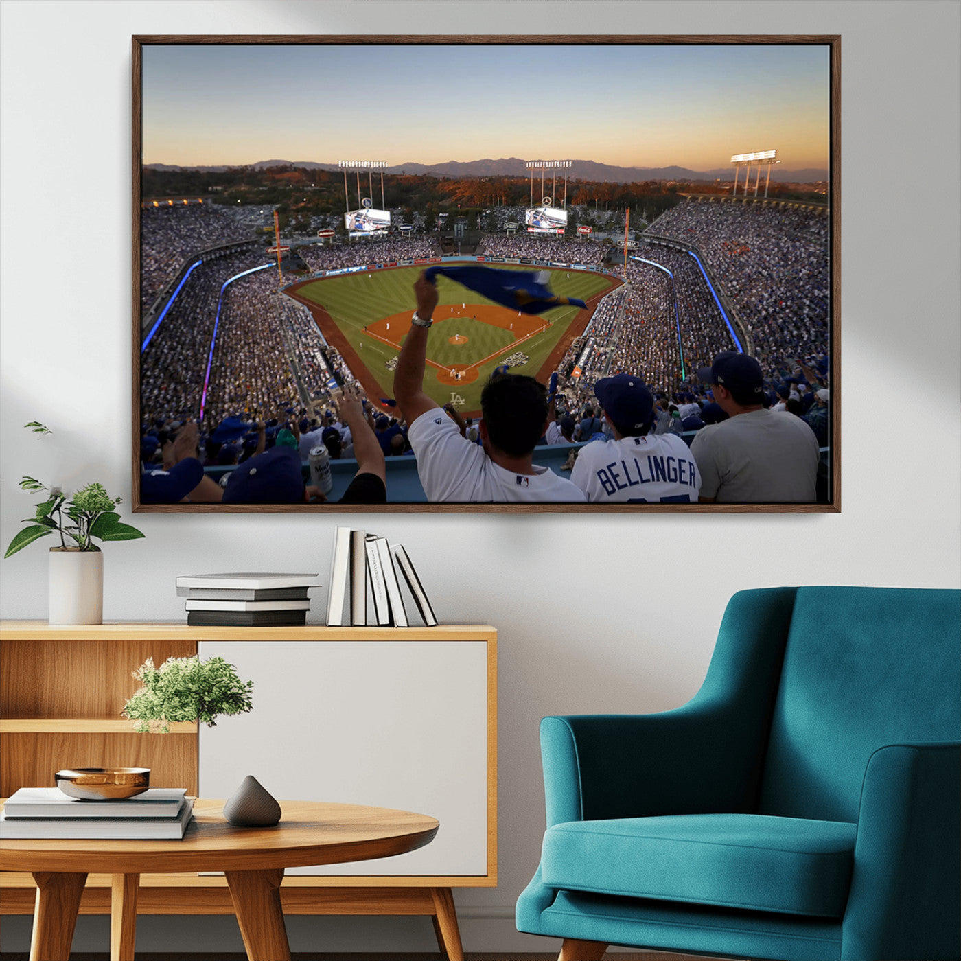 MGV-FC-36X24 - Dodger Stadium Sunset Game Triple Canvas Wall Art - Los Angeles Dodgers MLB Match