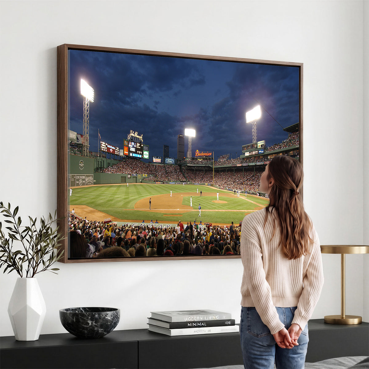 85099-MGV-CV-36X24 - Boston Red Sox Baseball Team Print Canvas, Massachusetts Fenway Park Stadium Wall Art
