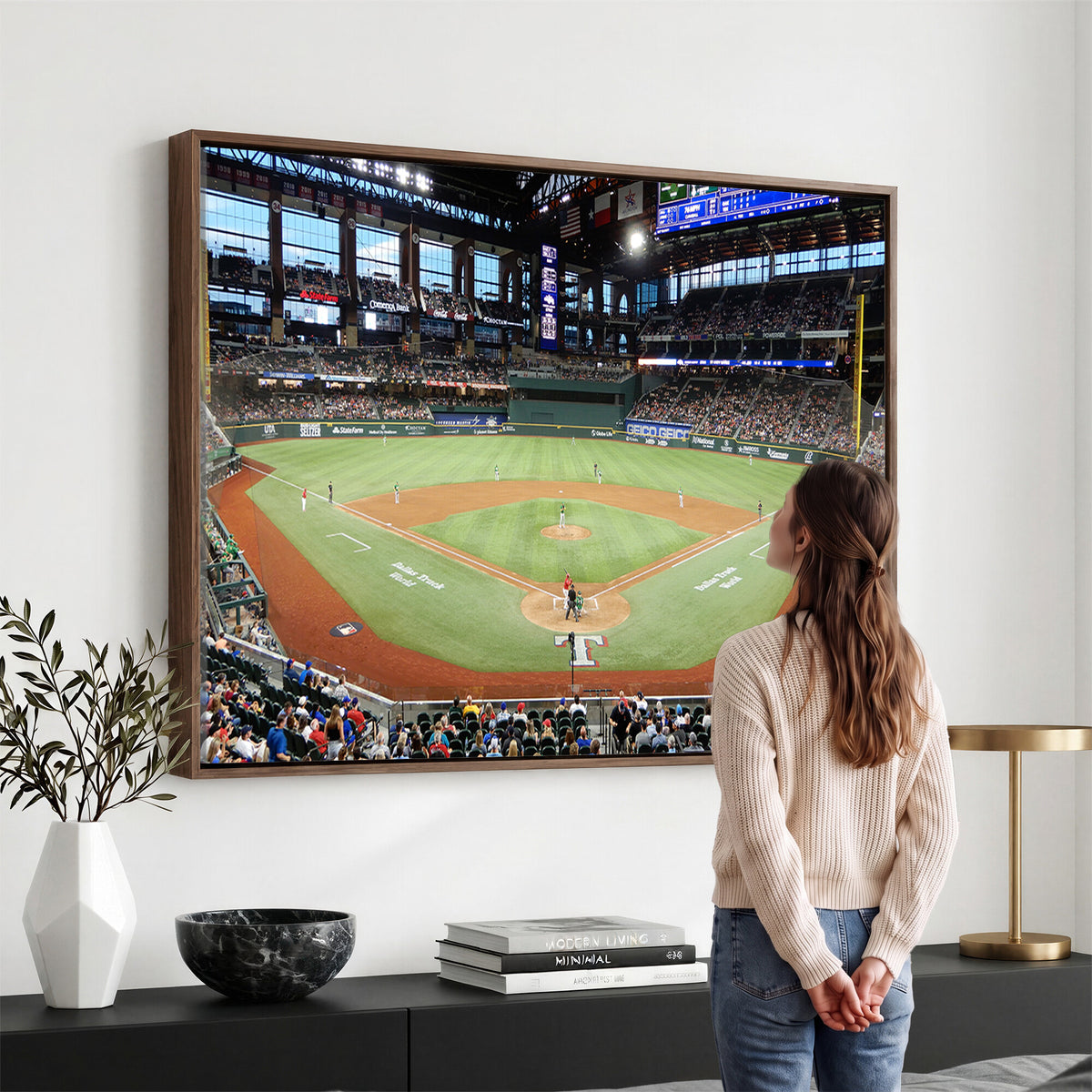 78468-MGV-CV-36X24 - Texas Rangers Baseball Team Print, Arlington Globe Life Field Stadium Wall Art