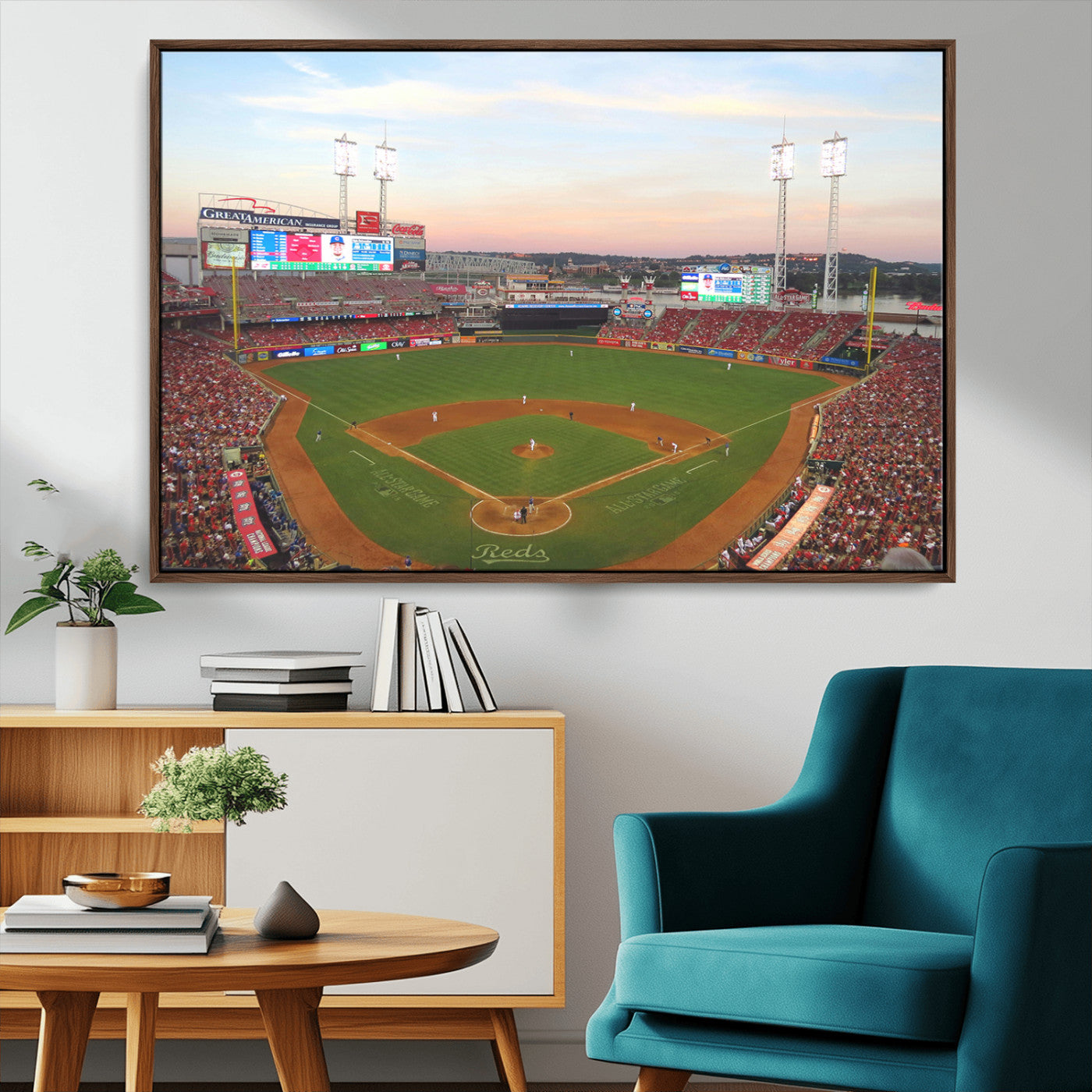 MGV-FC-36X24 - Cincinnati Reds Baseball Print Canvas- Cincinnati Great American Ball Park Stadium Wall Art Canvas